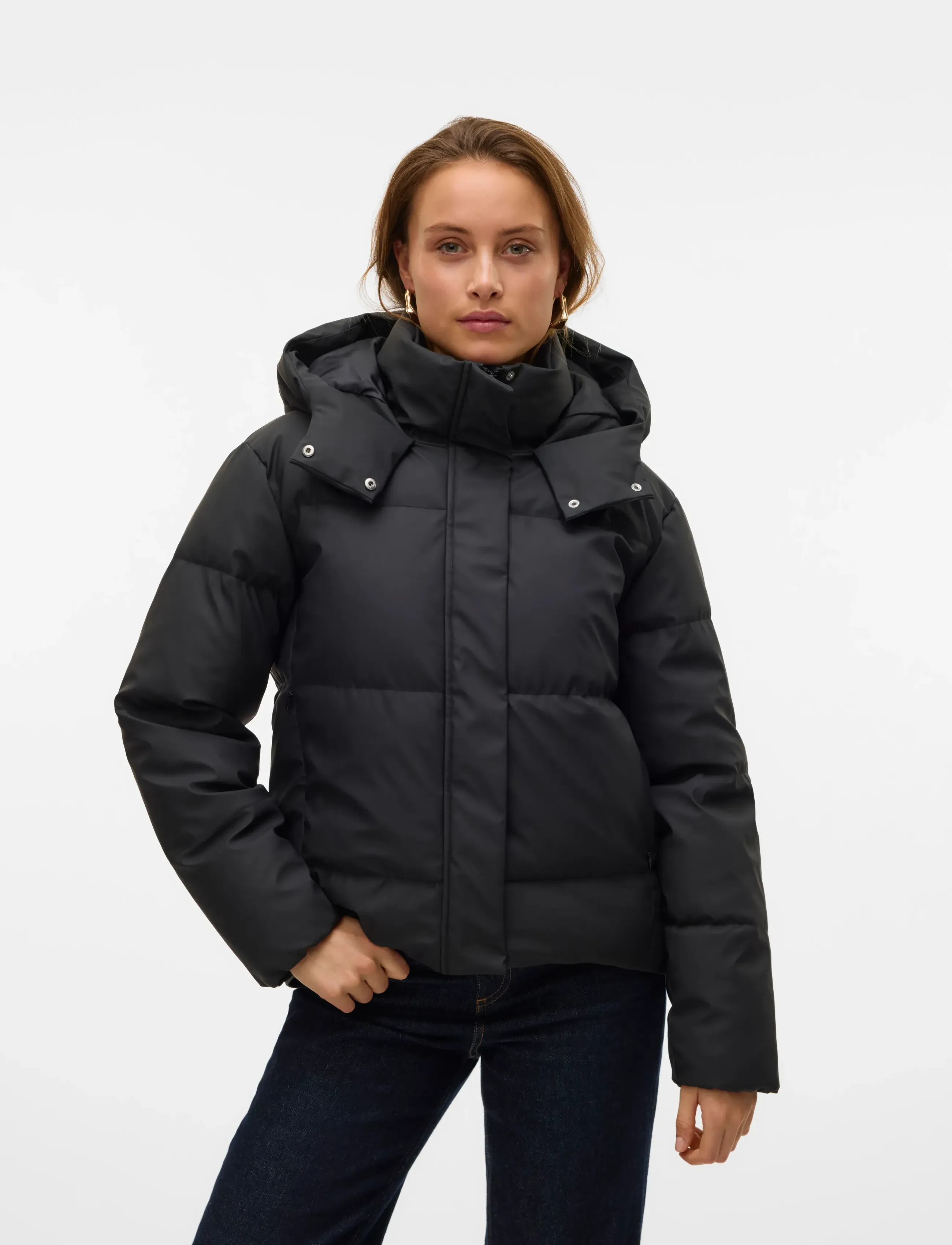 Vero Moda Vmgretakylie Short Coated Jacket Noos, S, Black, Jakker > Vatteret Jakke, Dame
