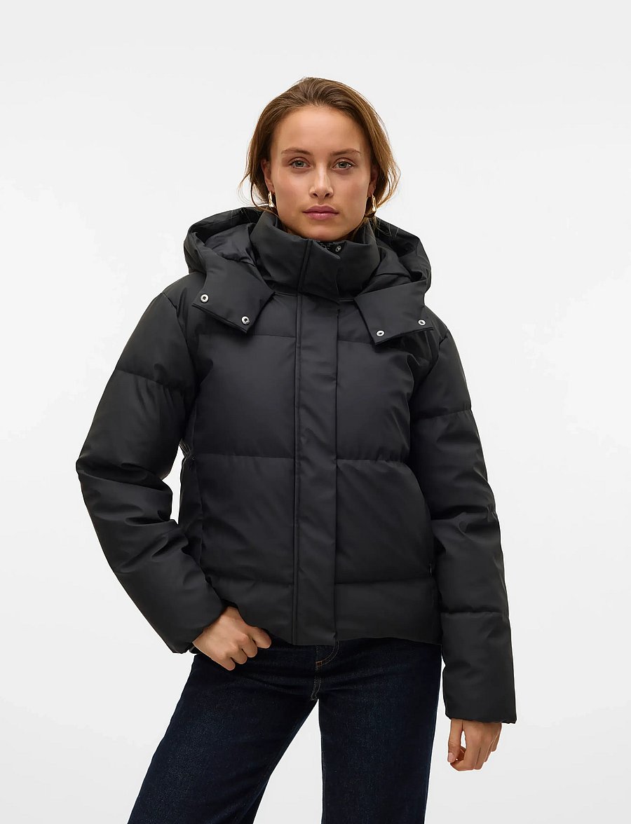 Vero Moda - VMGRETAKYLIE SHORT COATED JACKET NOOS - vinterjakker - black - 0