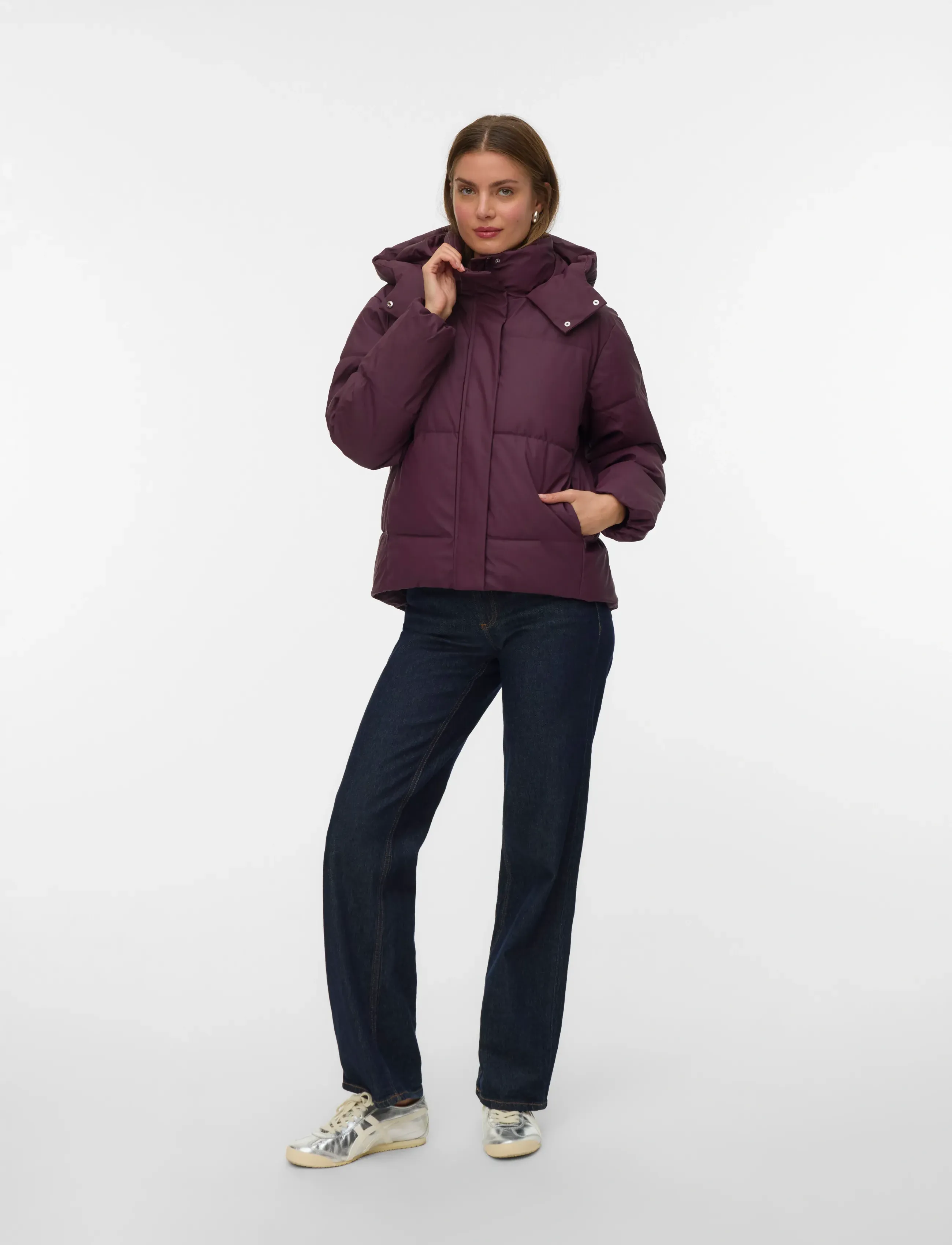 Vero Moda Vmgretakylie Short Coated Jacket Noos, S, Burgundy, Jakker > Vatteret Jakke, Dame