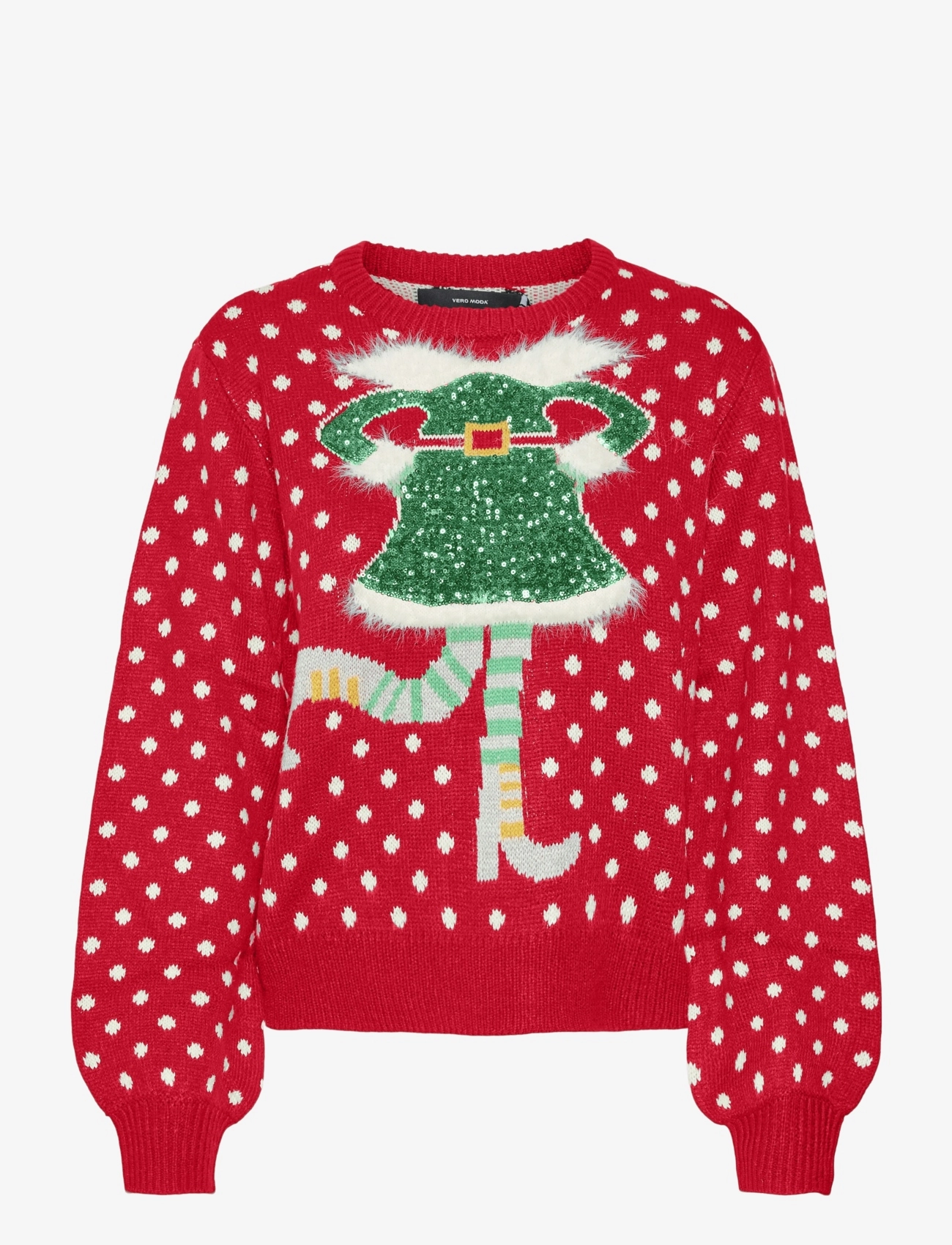 Vero Moda VMSPARKLE ELFIE LS O-NECK PULL. XMAS - Trøjer - CHINESE RED / red