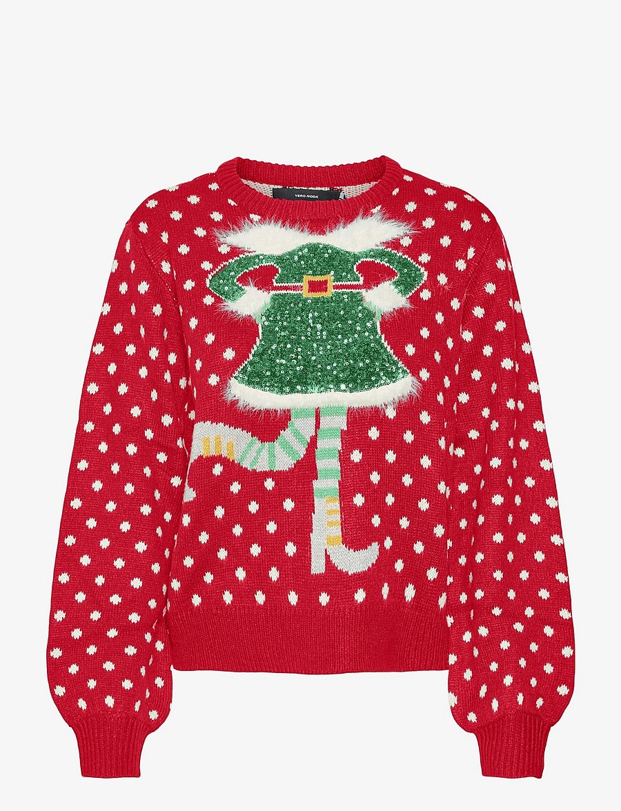 Vero Moda - VMSPARKLE ELFIE LS O-NECK PULL. XMAS - chinese red - 1