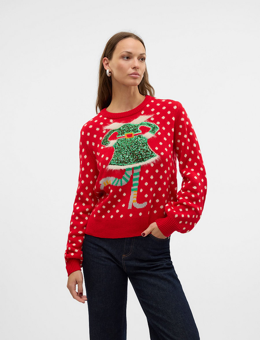 Vero Moda - VMSPARKLE ELFIE LS O-NECK PULL. XMAS - chinese red - 0