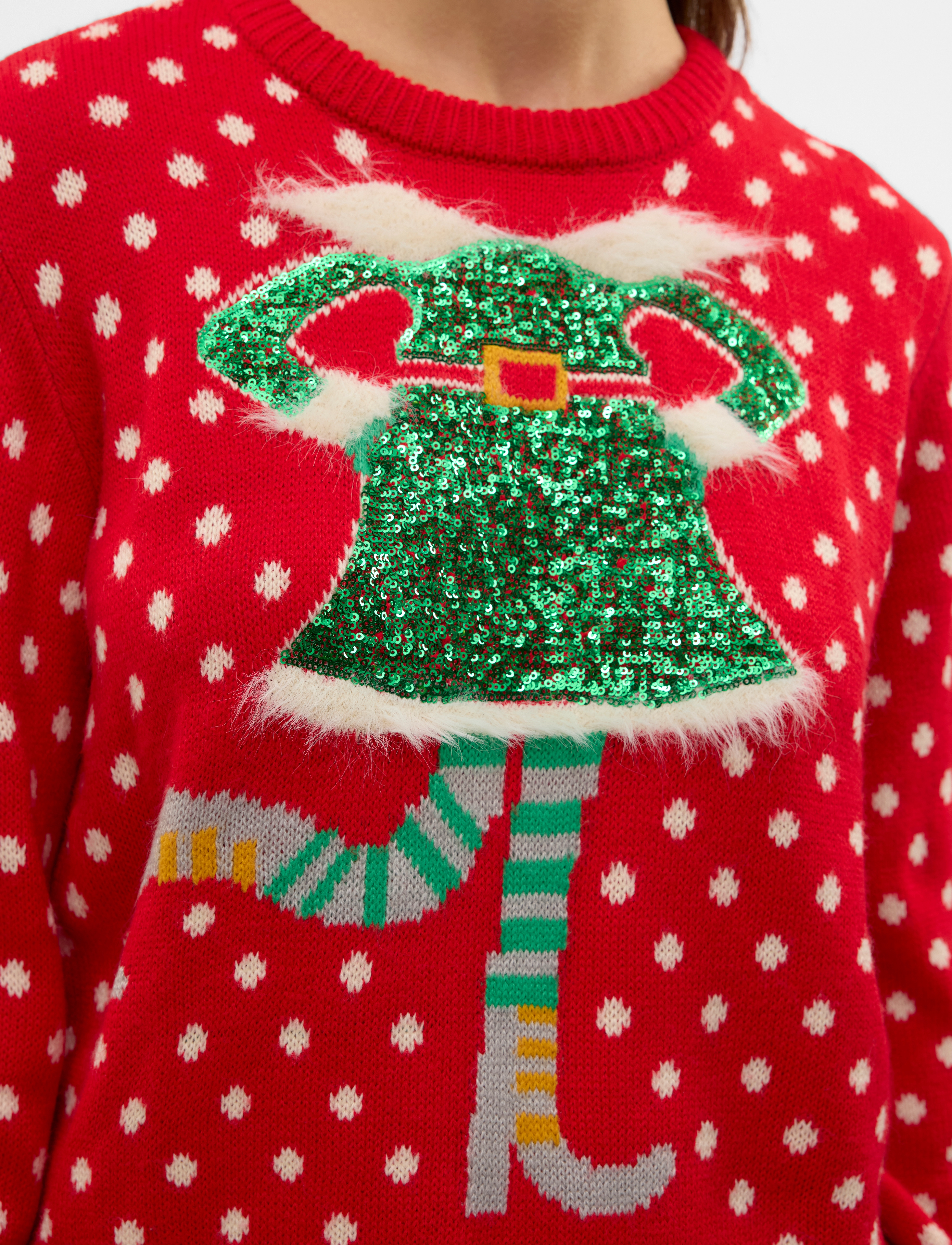 Vero Moda - VMSPARKLE ELFIE LS O-NECK PULL. XMAS - chinese red - 3