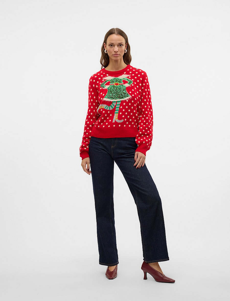 Vero Moda - VMSPARKLE ELFIE LS O-NECK PULL. XMAS - chinese red - 4