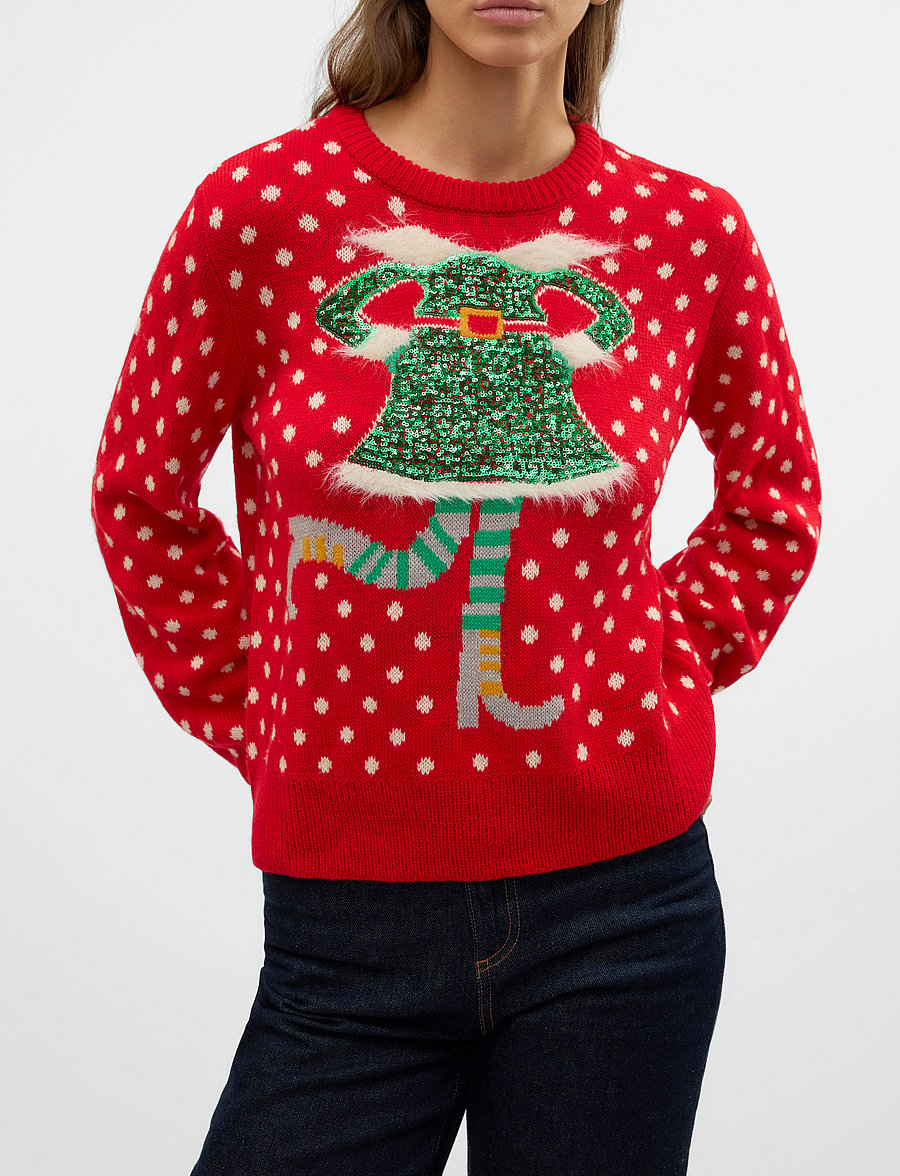 Vero Moda - VMSPARKLE ELFIE LS O-NECK PULL. XMAS - chinese red - 5