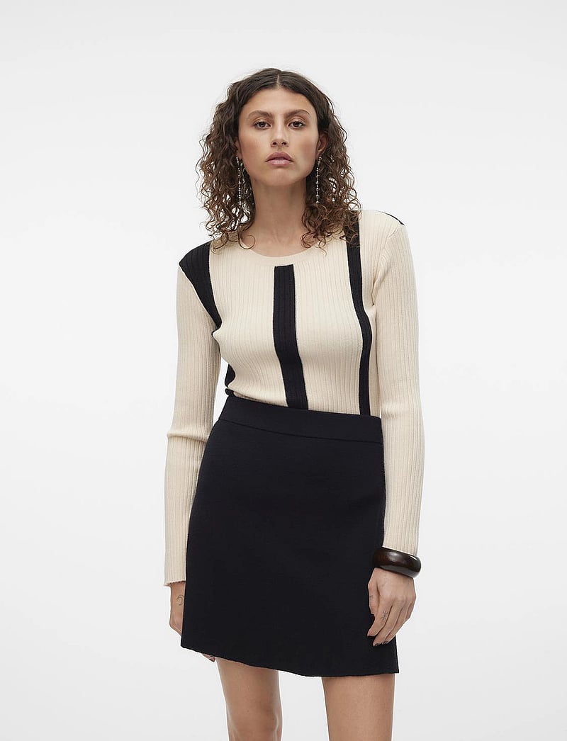 Vero Moda - VMGOLD NEW RIB LS O-NECK PULLOVER - striktrøjer - birch - 0