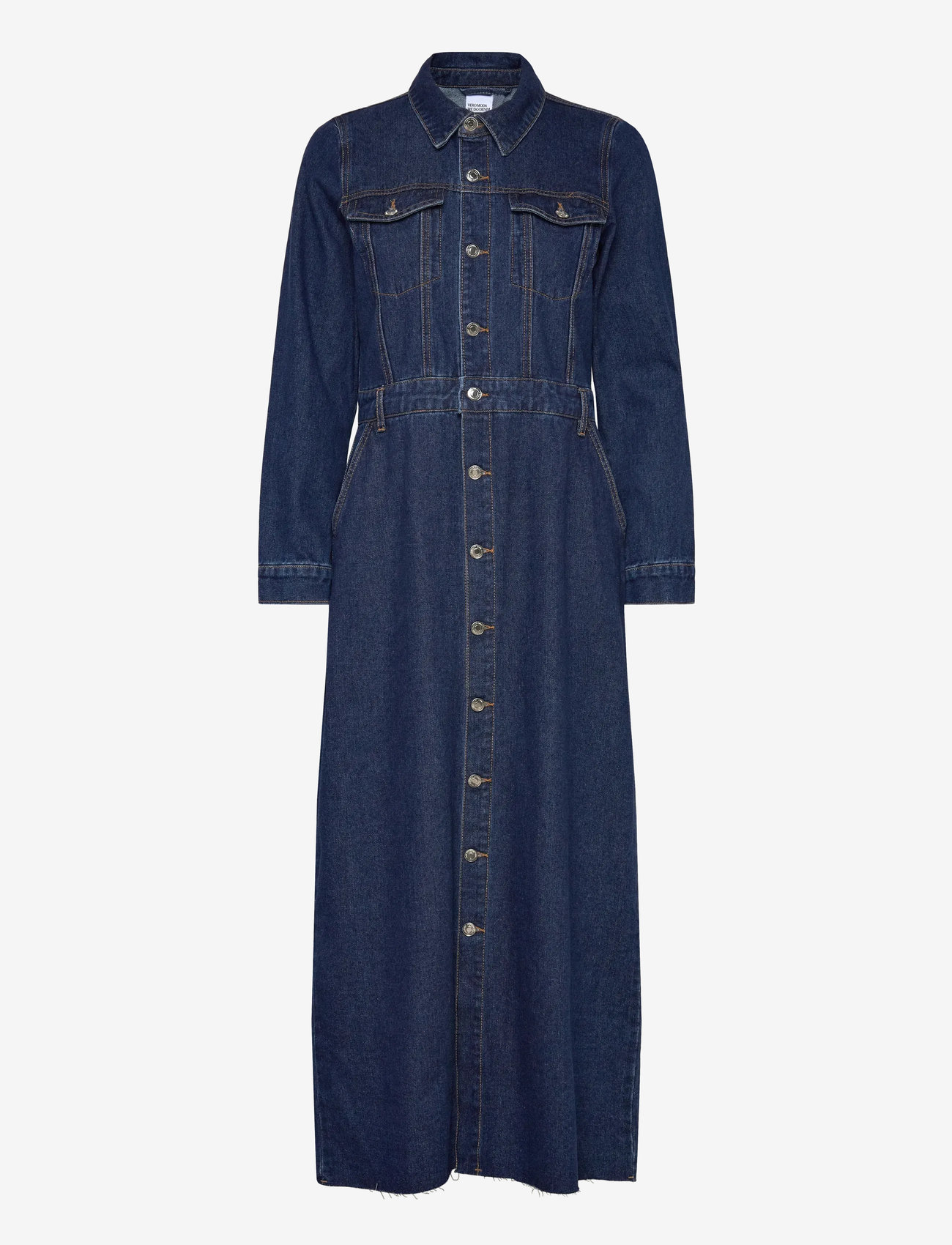 Vero Moda - VMMOLLY LS  ANK DENIM DRESS - jeansklänningar - dark blue denim - 1