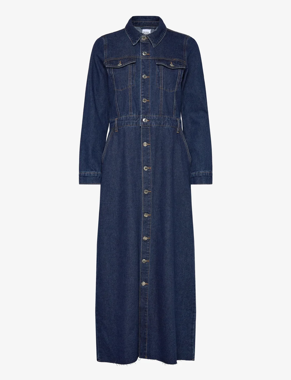 Vero Moda - VMMOLLY LS  ANK DENIM DRESS - jeanskleider - dark blue denim - 0