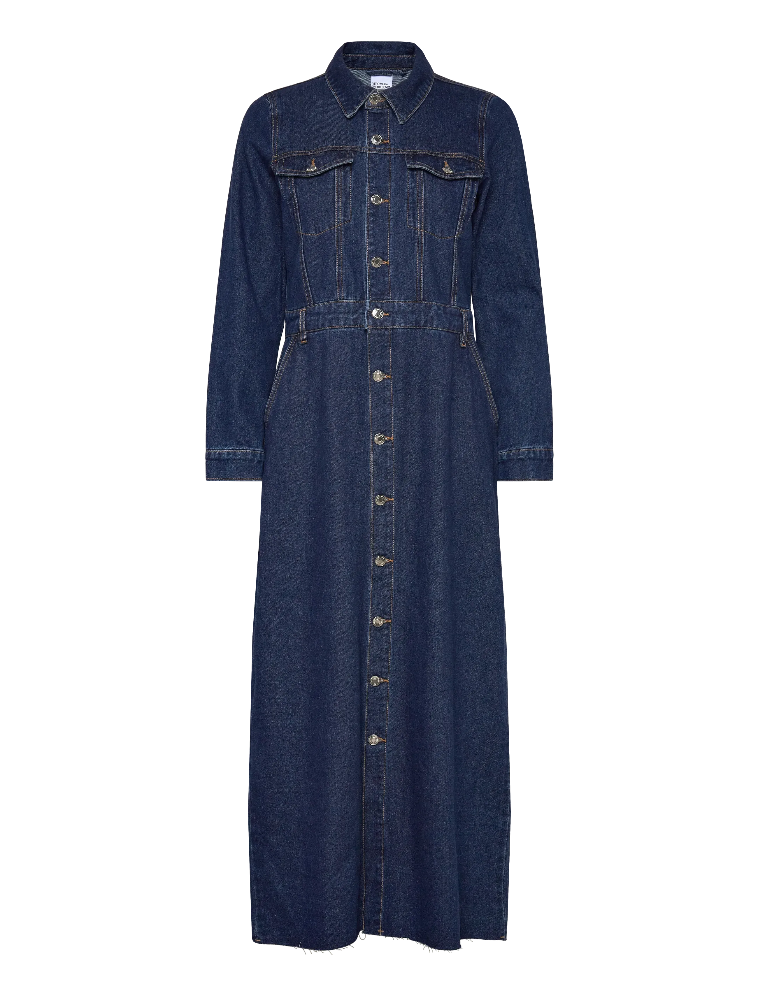 Vero Moda VMMOLLY LS  ANK DENIM DRESS - Kjoler - DARK BLUE DENIM / blue