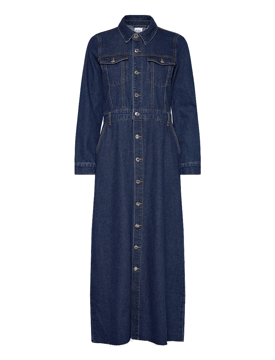 Vero Moda - VMMOLLY LS ANK DENIM DRESS - jeanskleider - dark blue denim - 1