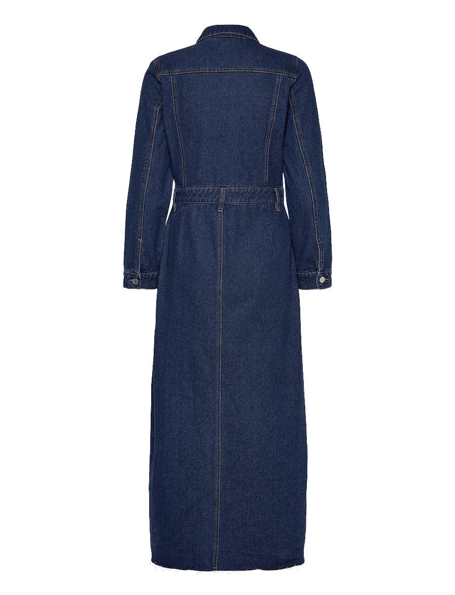 Vero Moda - VMMOLLY LS ANK DENIM DRESS - jeanskleider - dark blue denim - 2