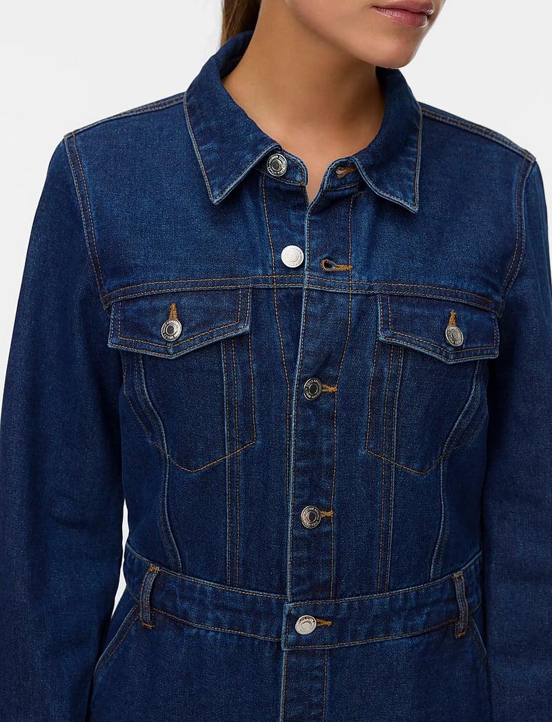 Vero Moda - VMMOLLY LS ANK DENIM DRESS - jeansklänningar - dark blue denim - 5