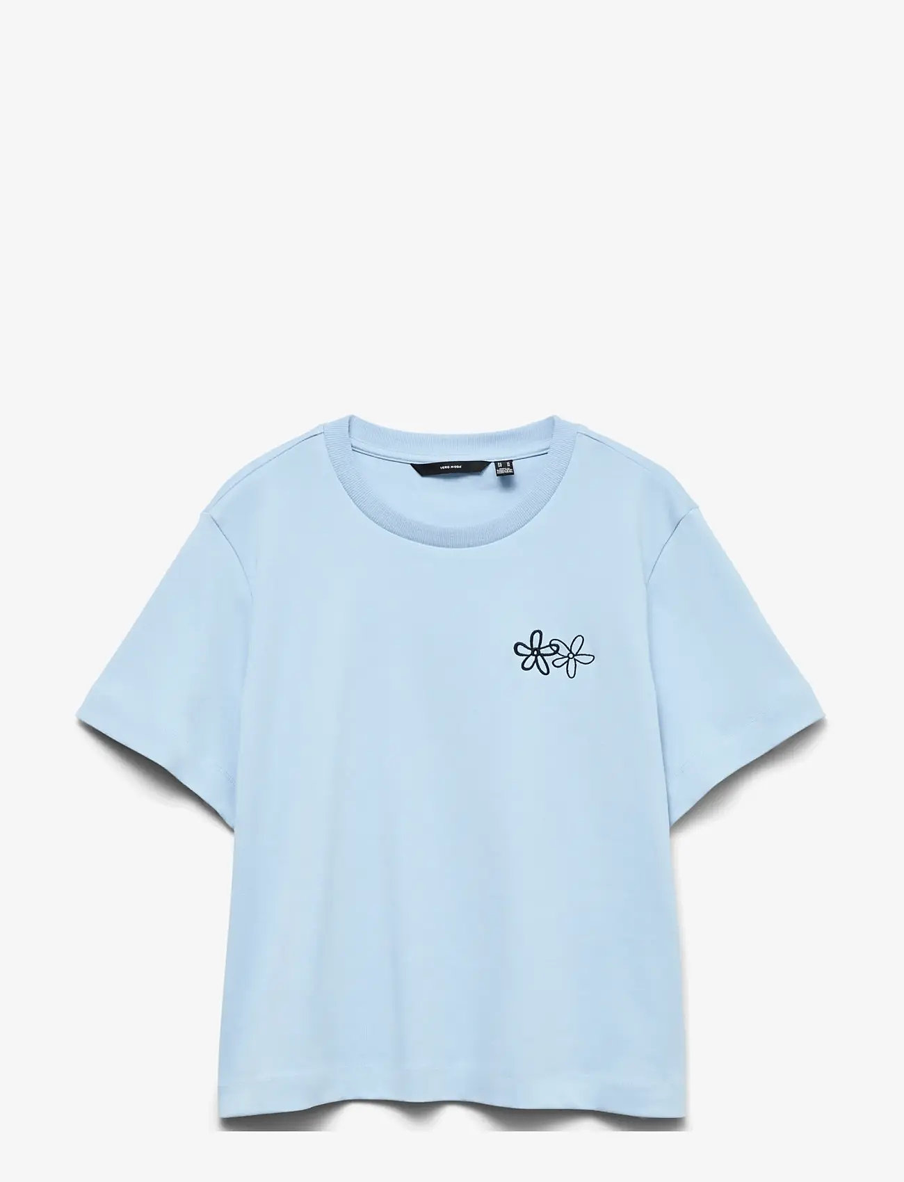 Vero Moda - VMSARA METTE SS TOP BOX JRS NOOS - t-shirts - cashmere blue - 0