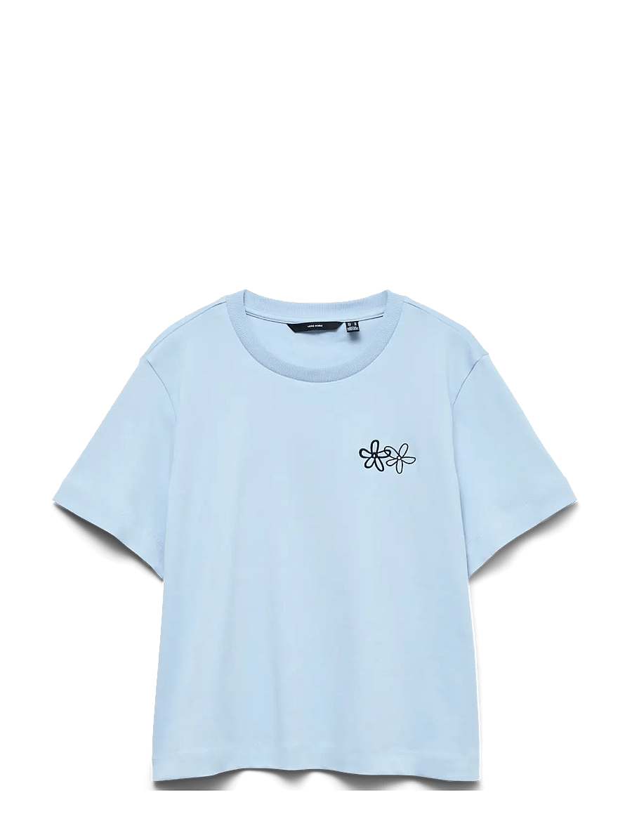 Vero Moda - VMSARA METTE SS TOP BOX JRS NOOS - t-shirts - cashmere blue - 0