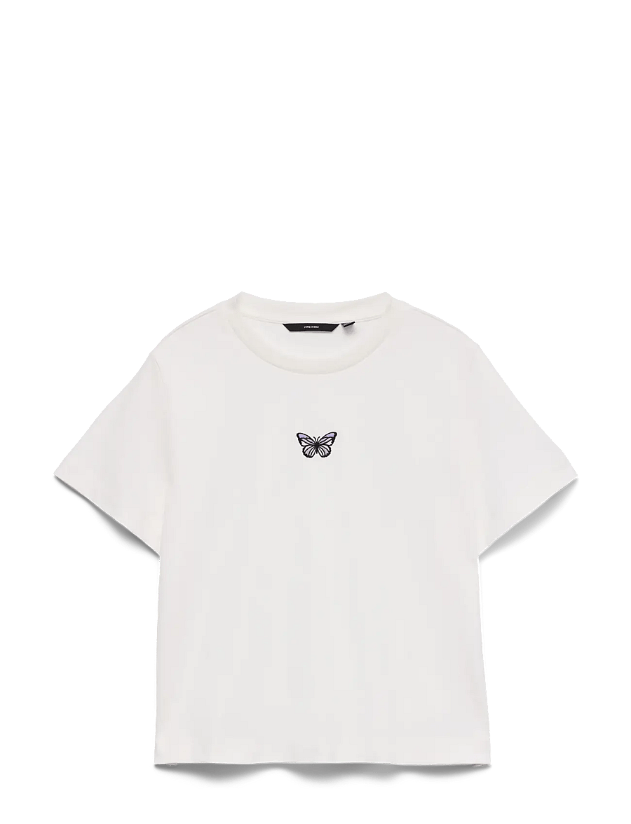 Vero Moda - VMSARA METTE SS TOP BOX JRS NOOS - marškinėliai - snow white - 1
