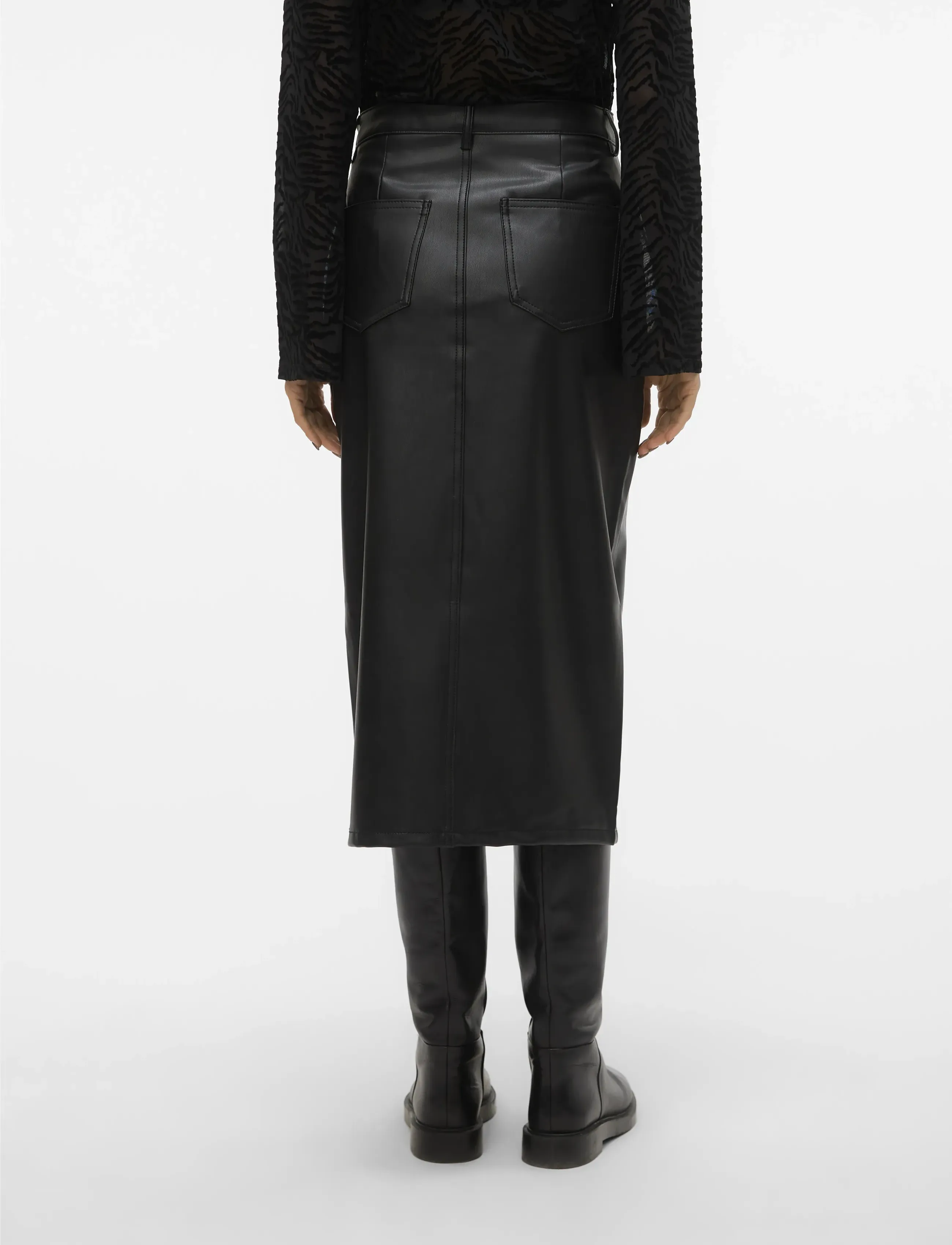 Vero Moda - VMVERI HR CALF PL SKIRT NOOS - midi-röcke - black - 3