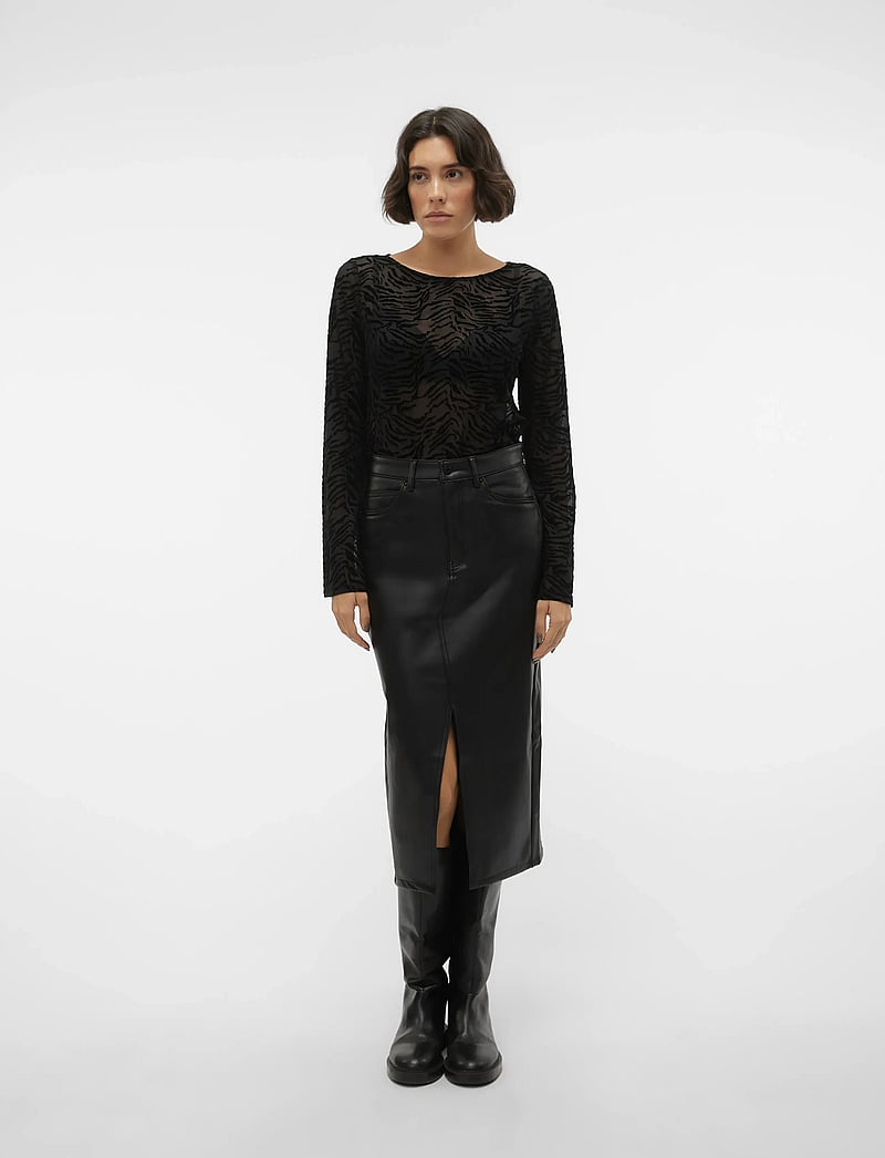Vero Moda - VMVERI HR CALF PL SKIRT NOOS - midi-röcke - black - 5