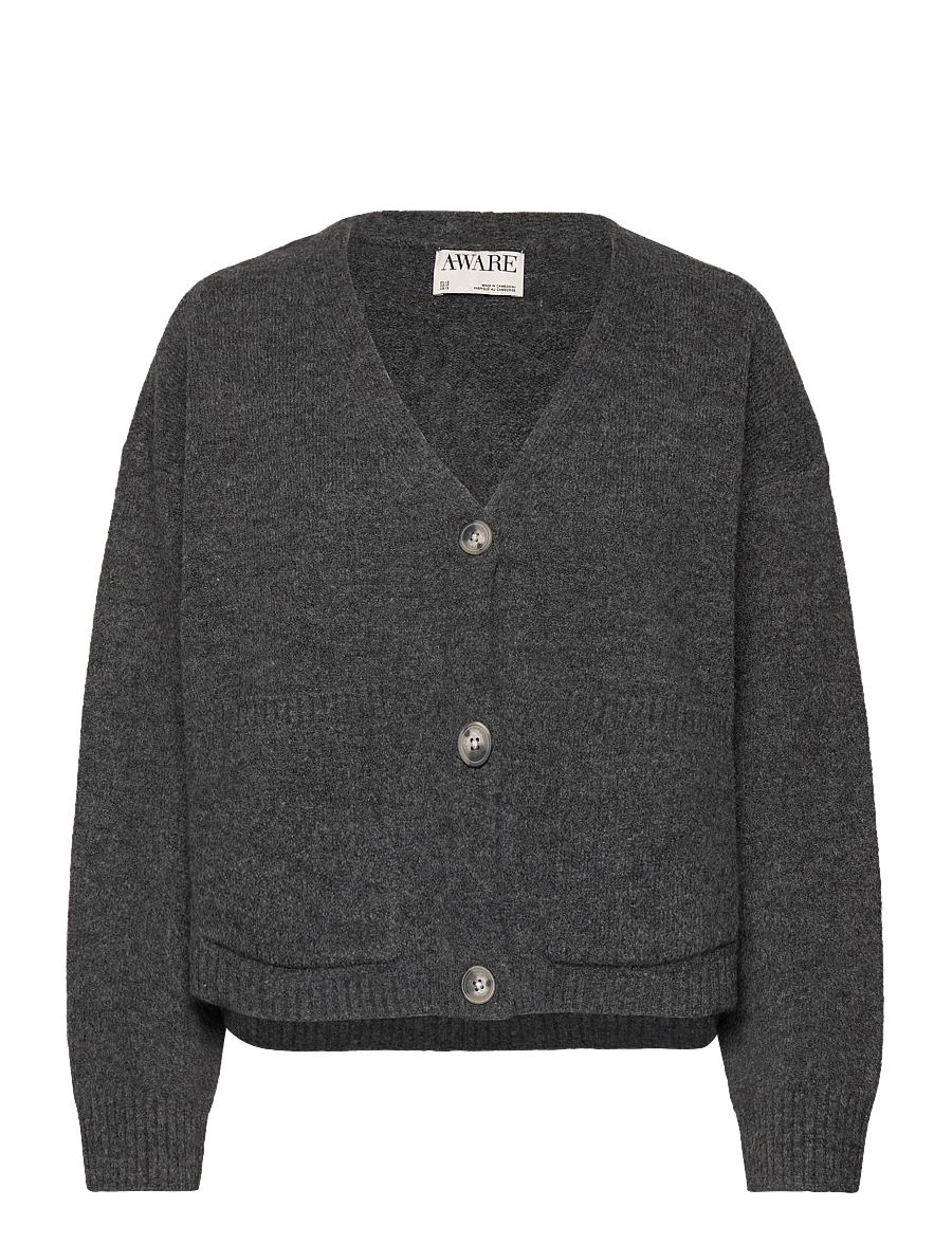 Vero Moda - AWGEMMA LS V-NECK KNIT CARDIGAN NOOS - cardigans - dark grey melange - 1