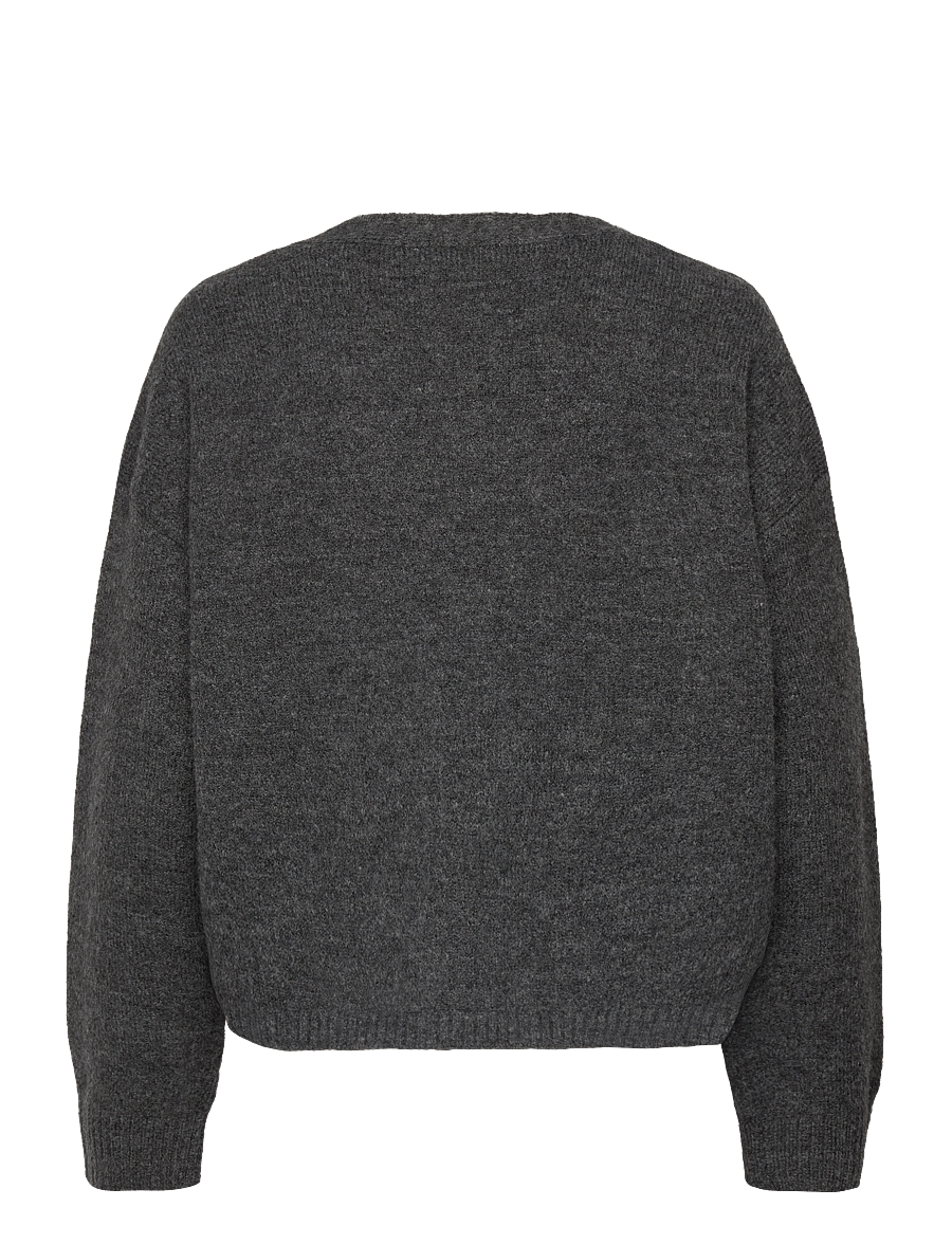 Vero Moda - AWGEMMA LS V-NECK KNIT CARDIGAN NOOS - cardigans - dark grey melange - 2