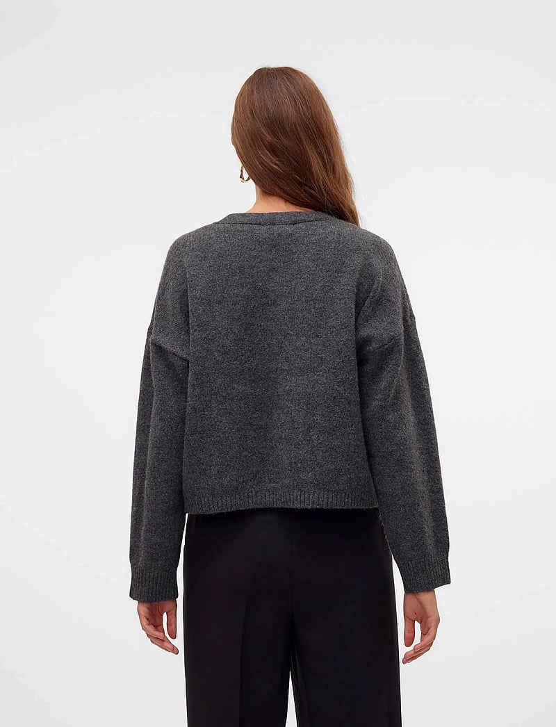 Vero Moda - AWGEMMA LS V-NECK KNIT CARDIGAN NOOS - cardigans - dark grey melange - 3