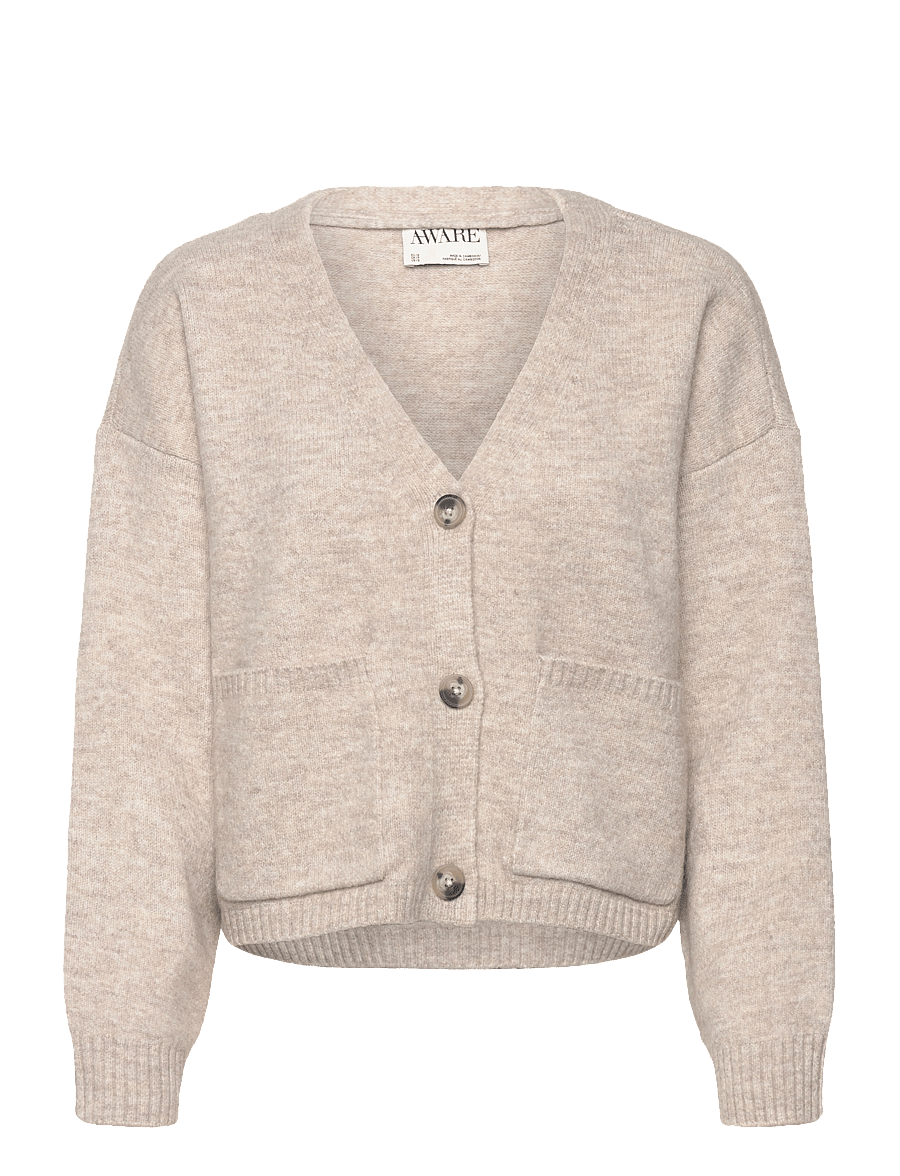 Vero Moda - AWGEMMA LS V-NECK KNIT CARDIGAN NOOS - strickjacken - plaza taupe - 1