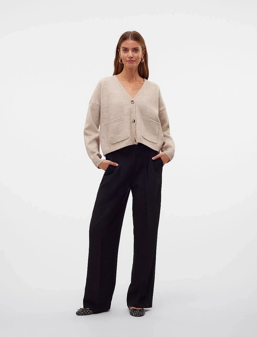 Vero Moda - AWGEMMA LS V-NECK KNIT CARDIGAN NOOS - strickjacken - plaza taupe - 5