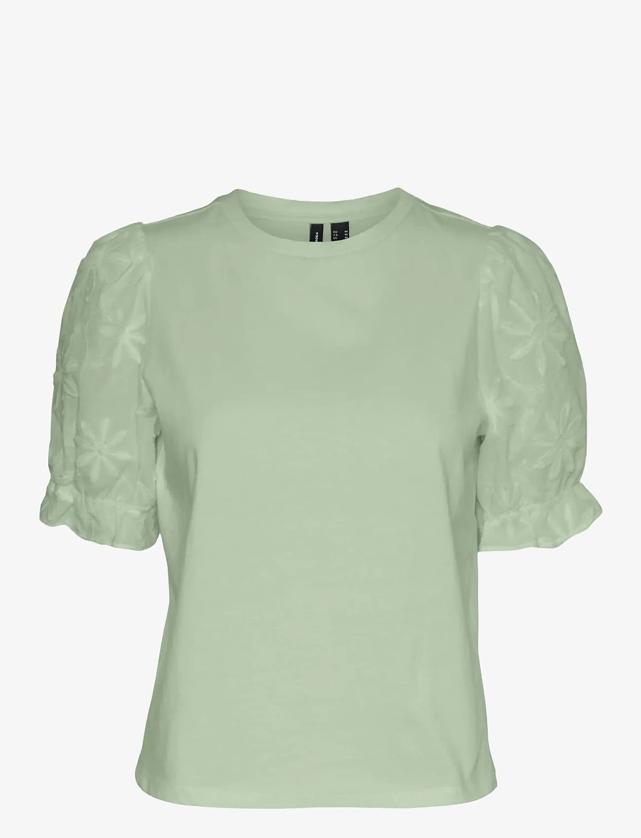 Vero Moda - VMSENNA SS EMB SLEEVE TOP JRS - kortærmede bluser - bok choy - 1