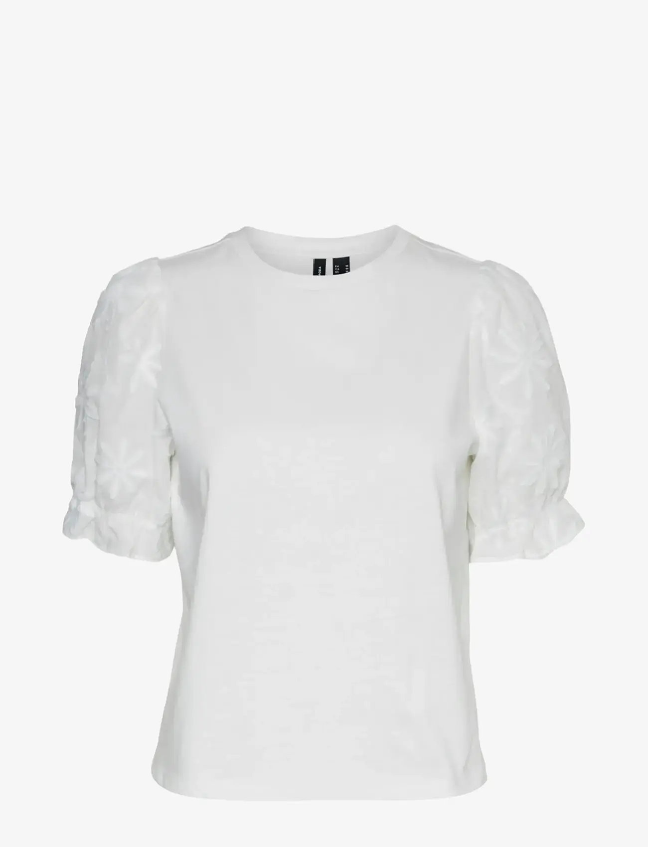 Vero Moda - VMSENNA SS EMB SLEEVE TOP JRS - lühikeste varrukatega pluusid - snow white - 1