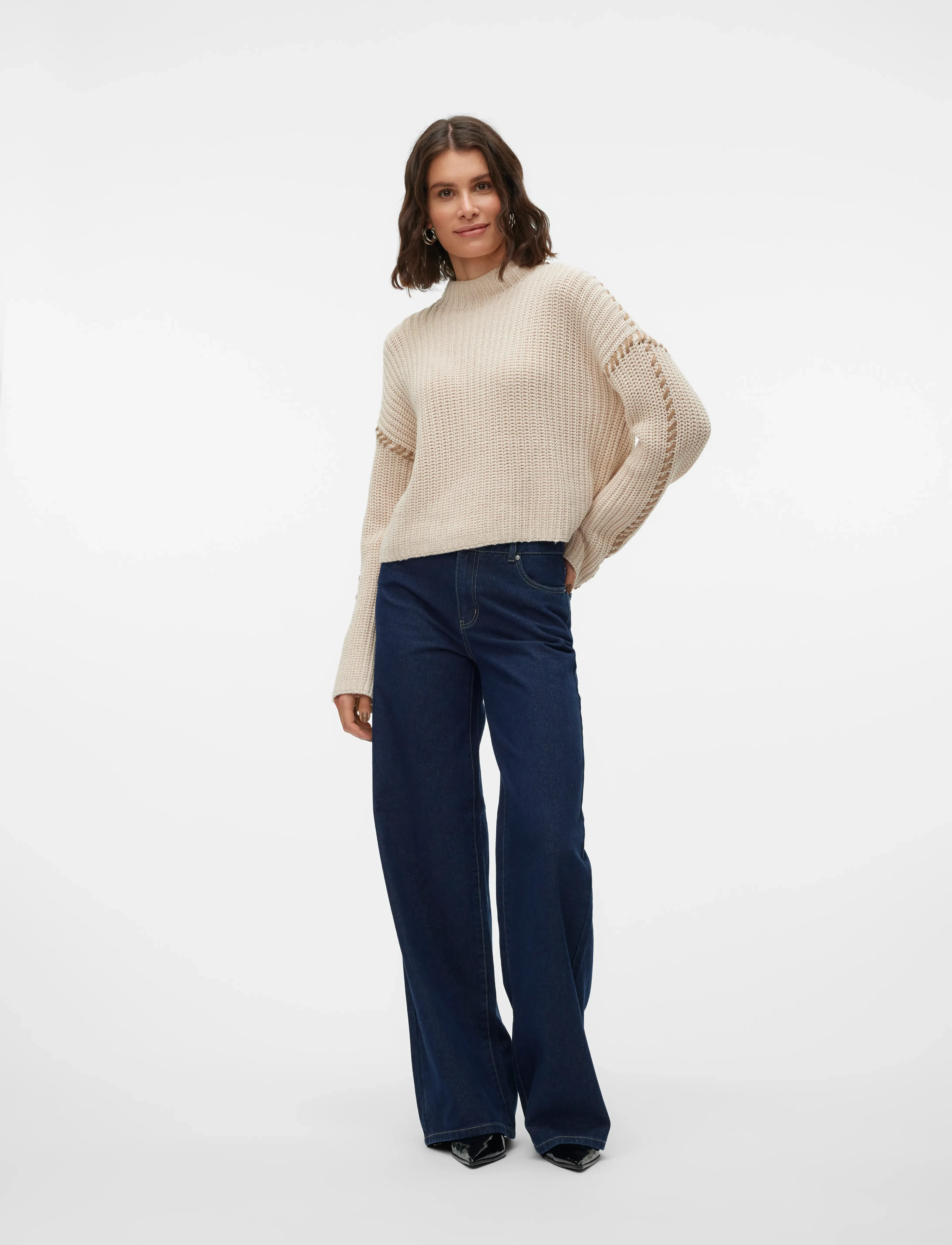 Vero Moda - VMNEWCREAM LS FUNNELNECK PULLOVER BOO - trøjer - birch - 4