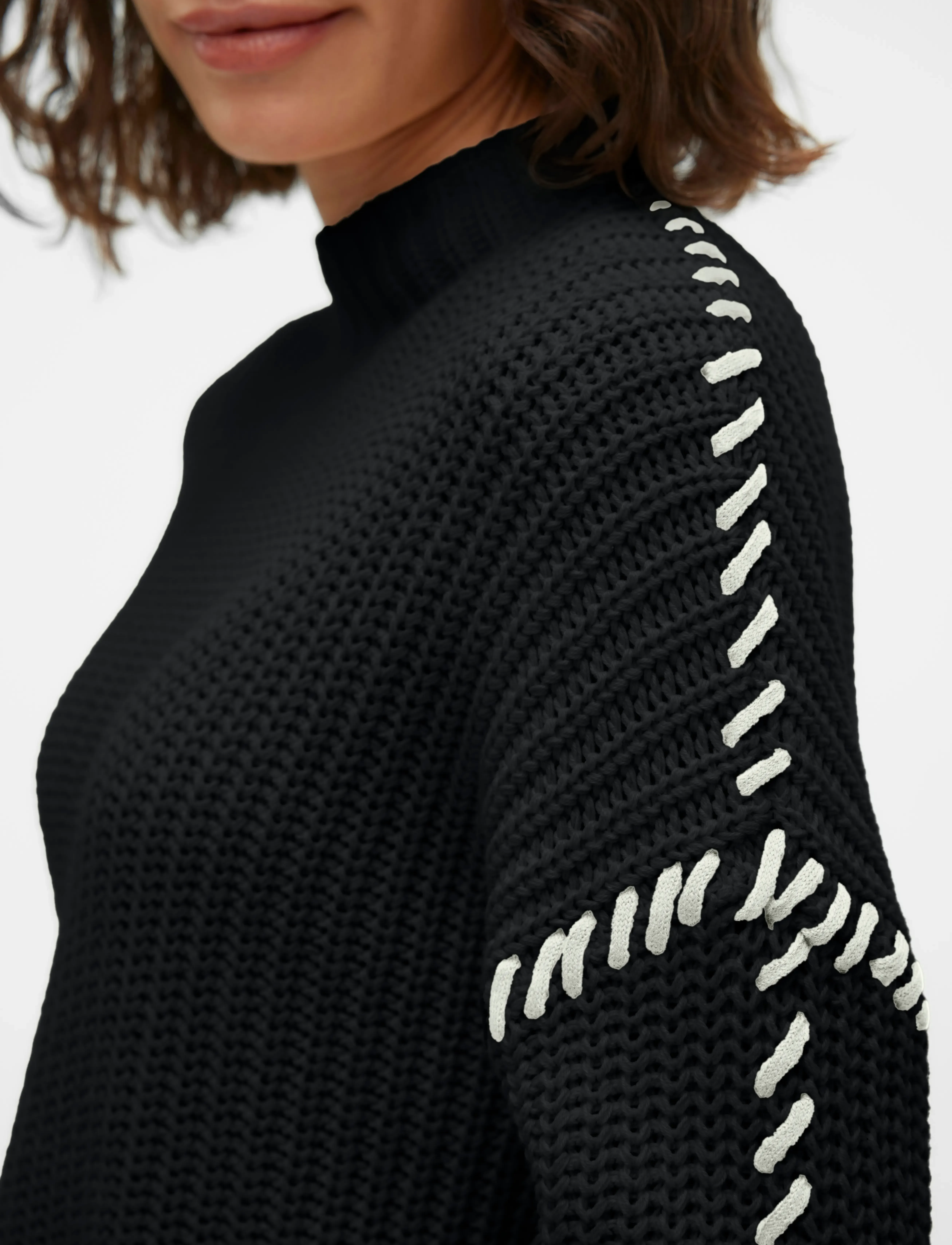 Vero Moda - VMNEWCREAM LS FUNNELNECK PULLOVER BOO - džemperi - black - 5