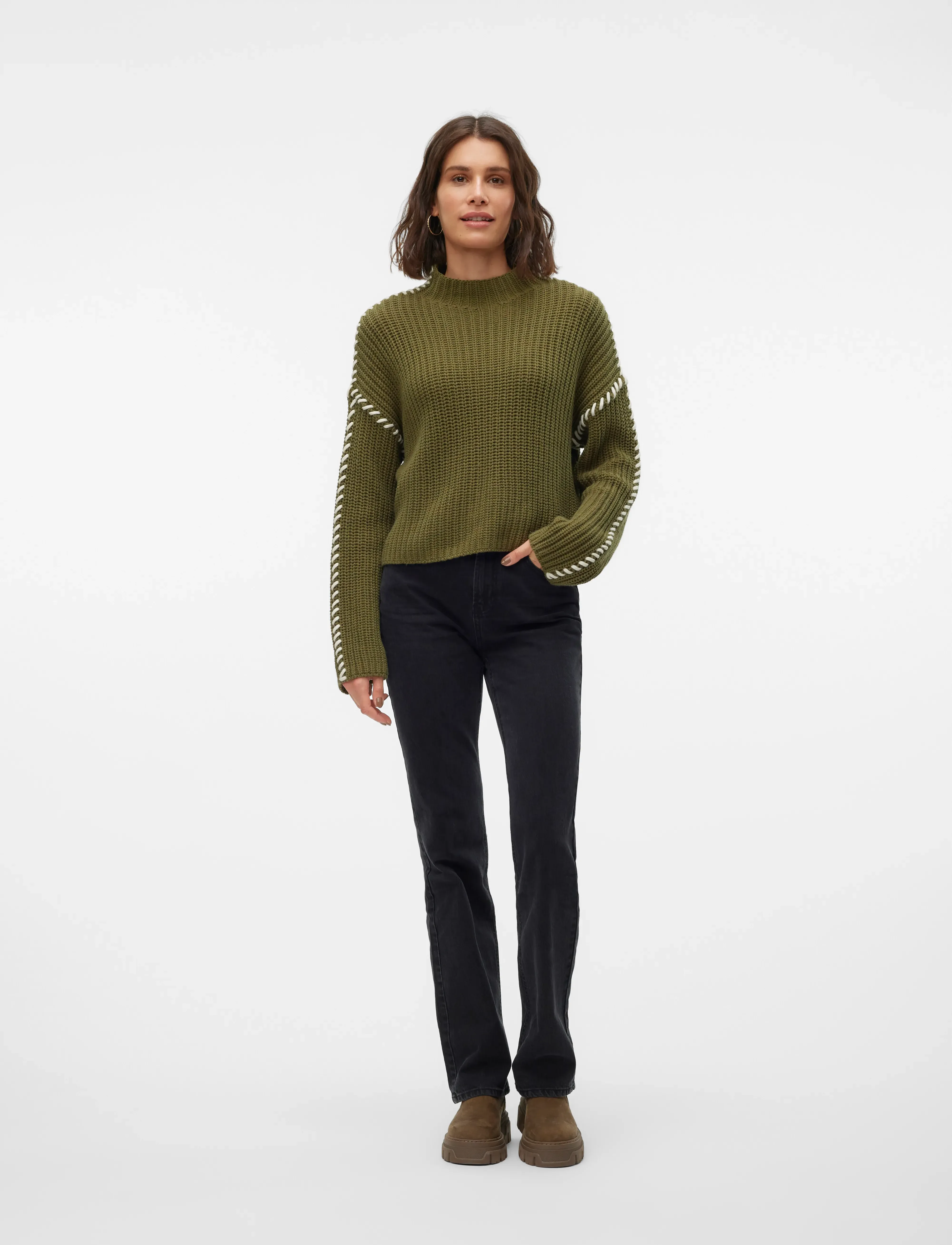 Vero Moda - VMNEWCREAM LS FUNNELNECK PULLOVER BOO - džemperiai - cypress - 4