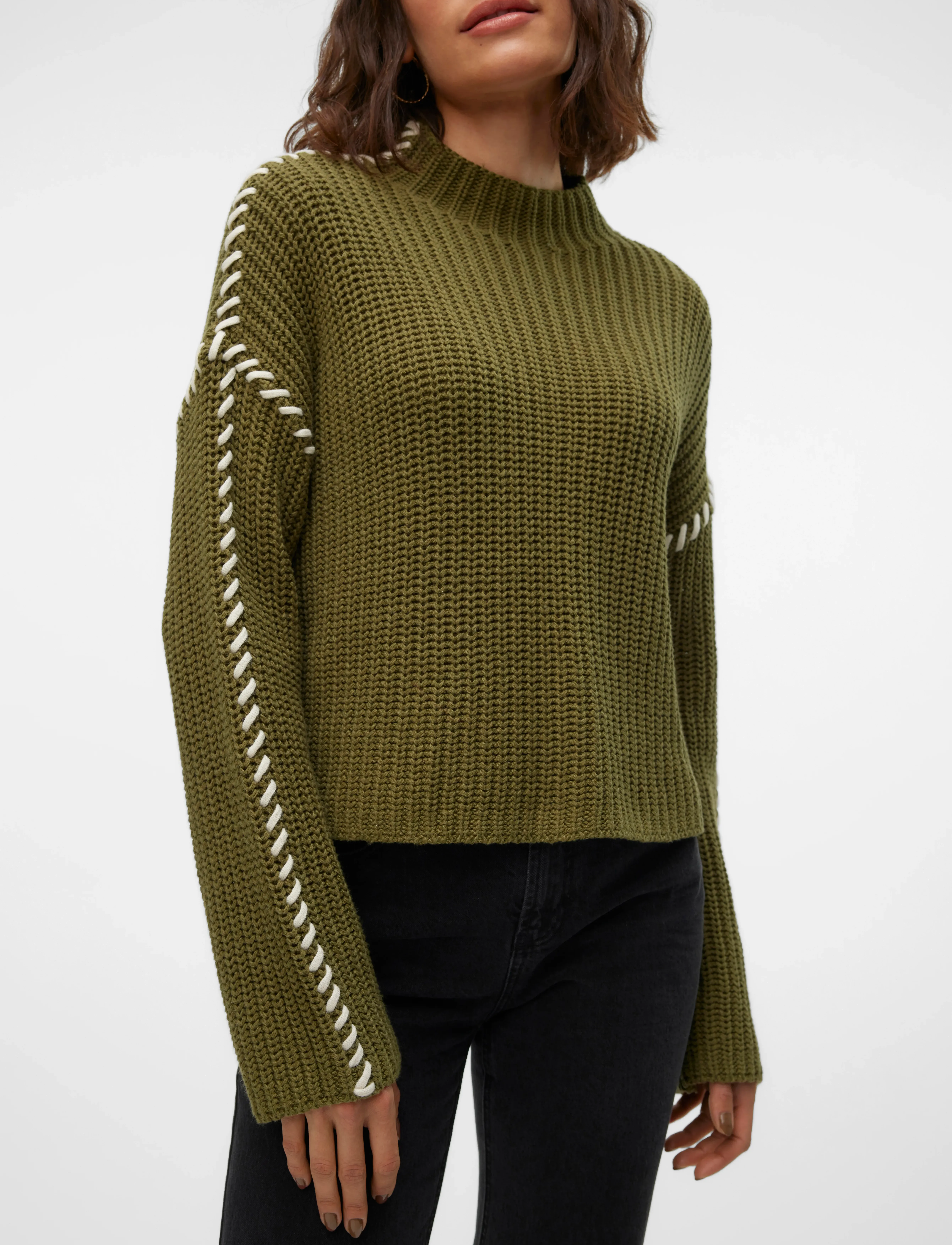 Vero Moda - VMNEWCREAM LS FUNNELNECK PULLOVER BOO - džemperiai - cypress - 5