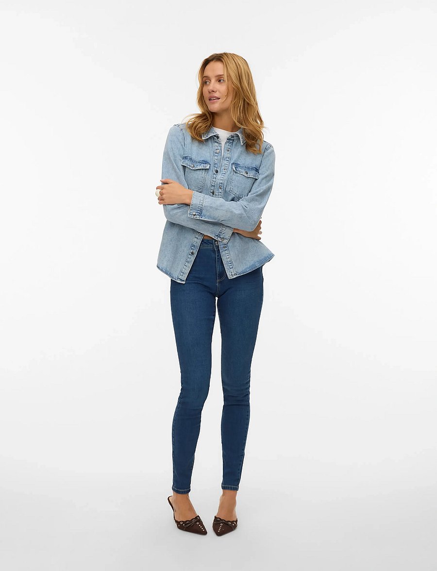 Vero Moda - VMJENNIE LS DENIM SHIRT MIX GA NOOS - jeanshemden - light blue denim - 0