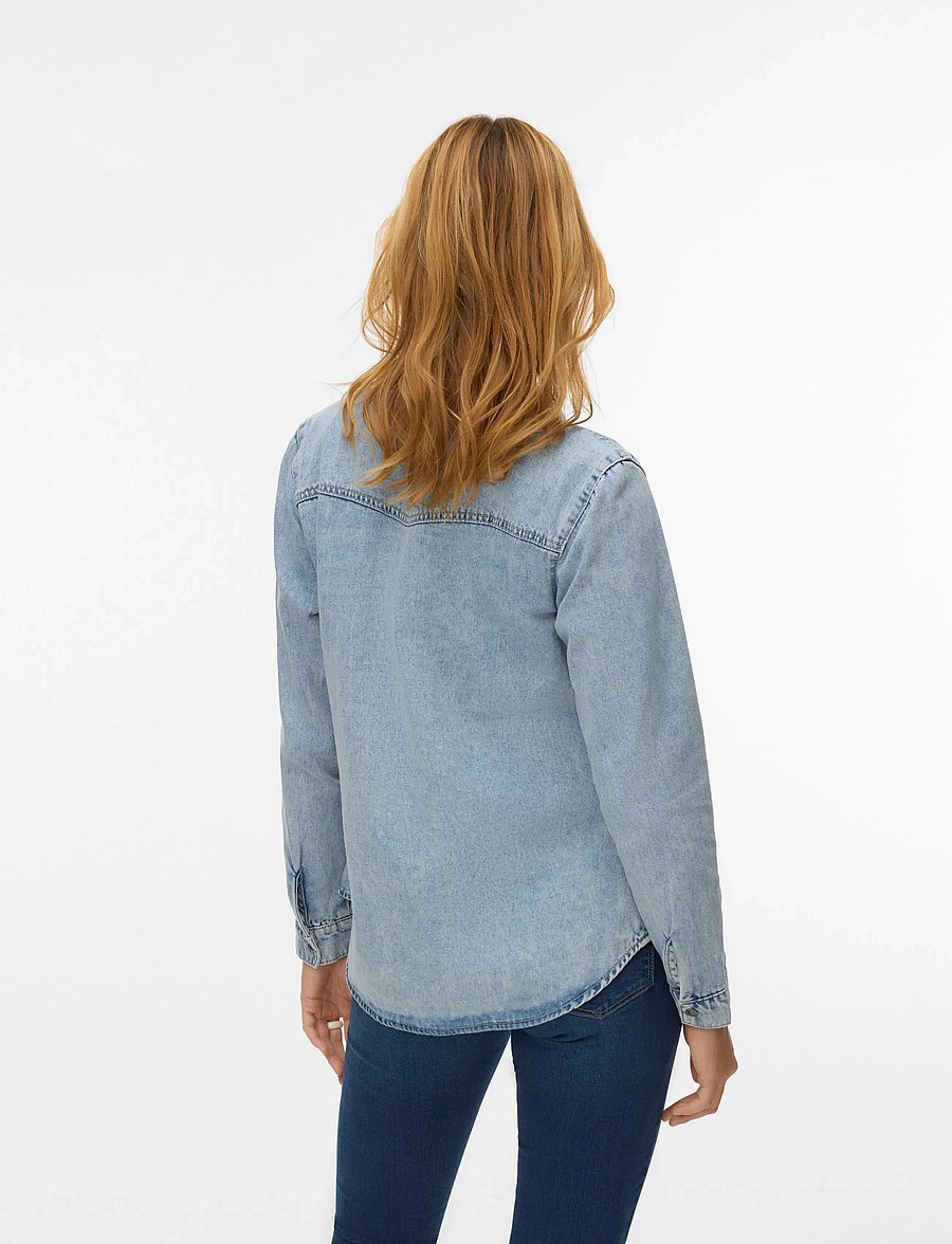Vero Moda - VMJENNIE LS DENIM SHIRT MIX GA NOOS - jeanshemden - light blue denim - 3