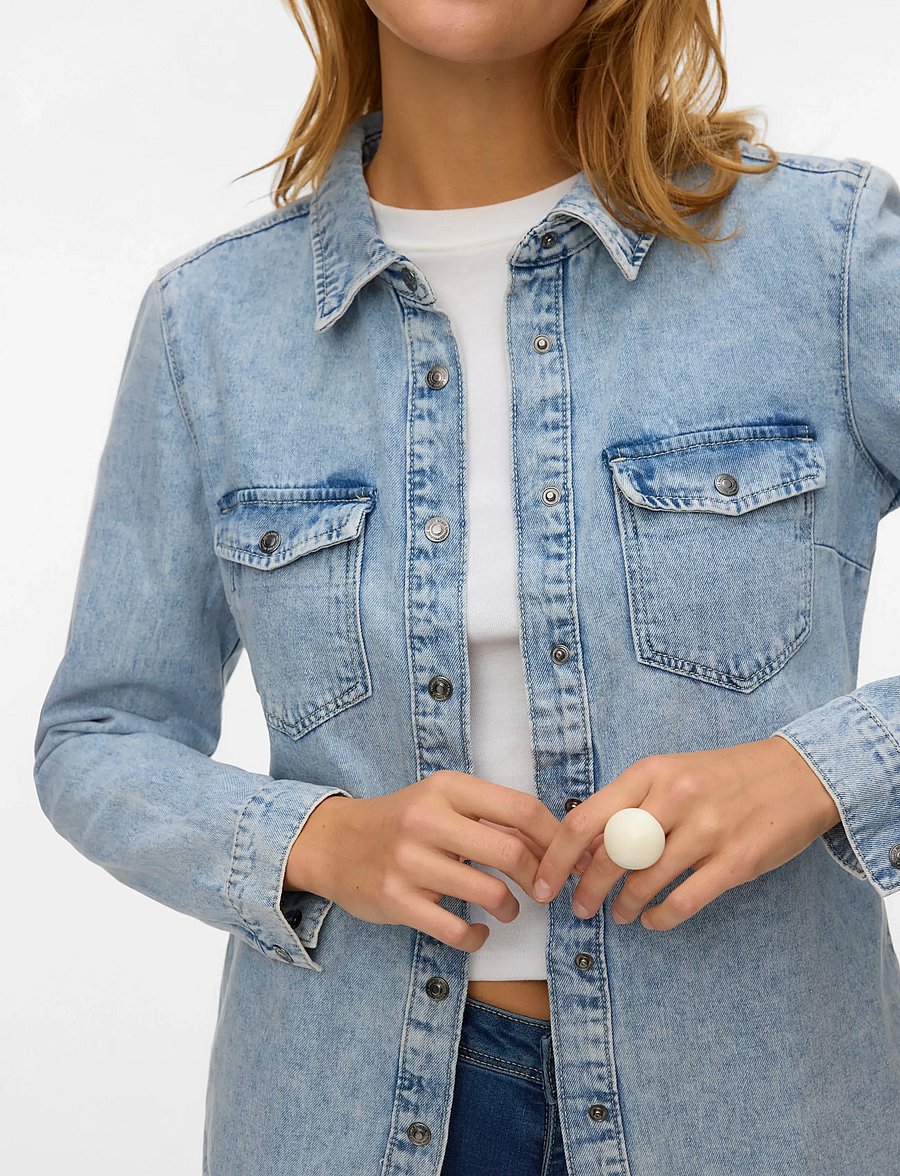 Vero Moda - VMJENNIE LS DENIM SHIRT MIX GA NOOS - jeanshemden - light blue denim - 5