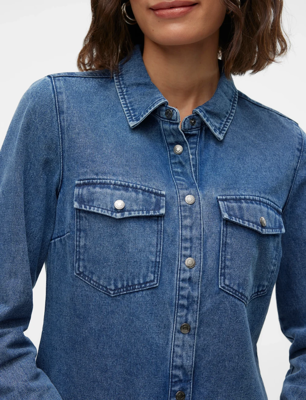 Vero Moda - VMJENNIE LS DENIM SHIRT MIX GA NOOS - jeansskjortor - medium blue denim - 5