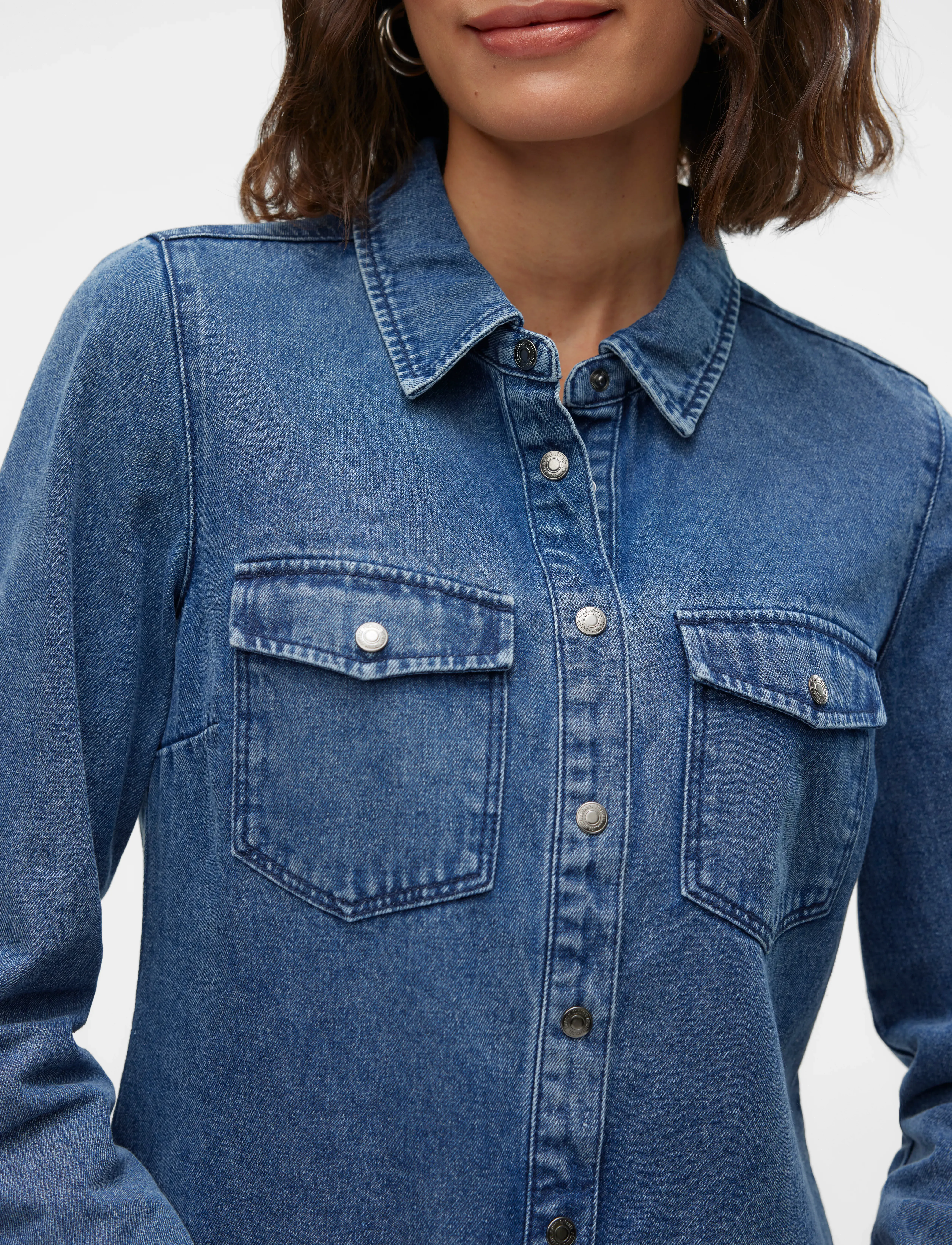 Vero Moda - VMJENNIE LS DENIM SHIRT MIX GA NOOS - jeansskjortor - medium blue denim - 5