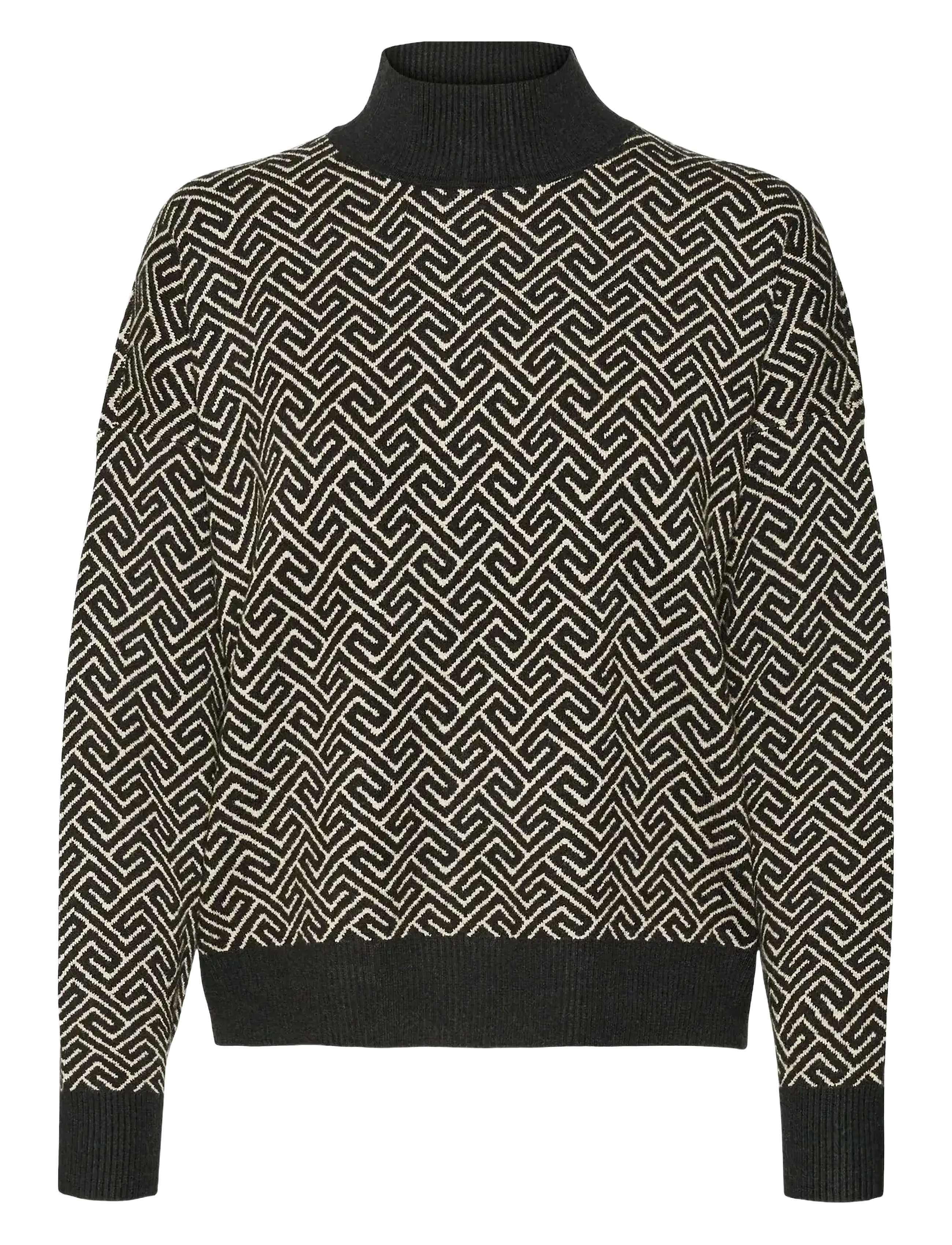 VERO MODA Vmaria Art Batwing Highneck Pullover Ga Schwarz - XS - Damen