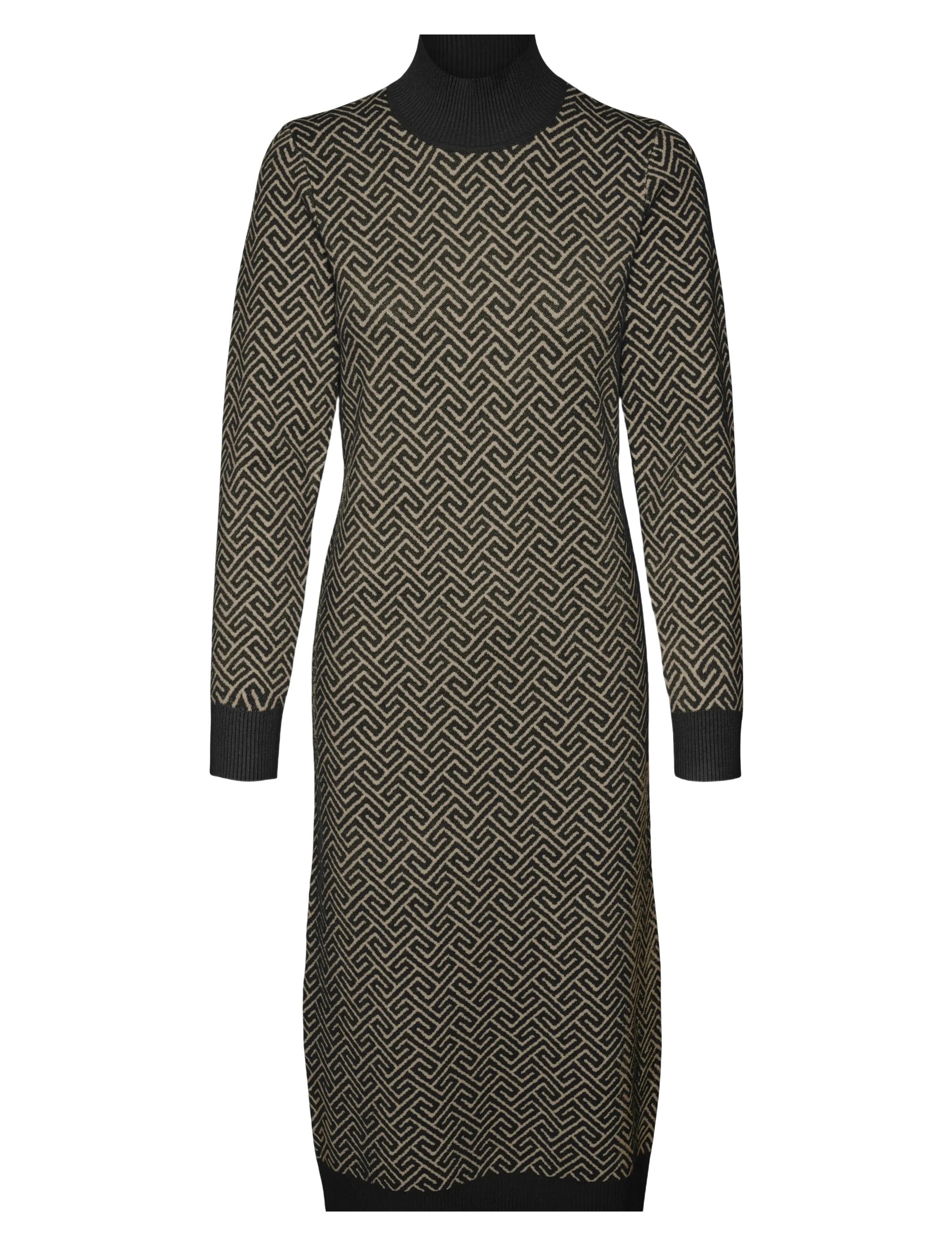 Vero Moda VMARIA ART LS HIGH-NECK CALF DRESS GA - Kleidid - BLACK / black