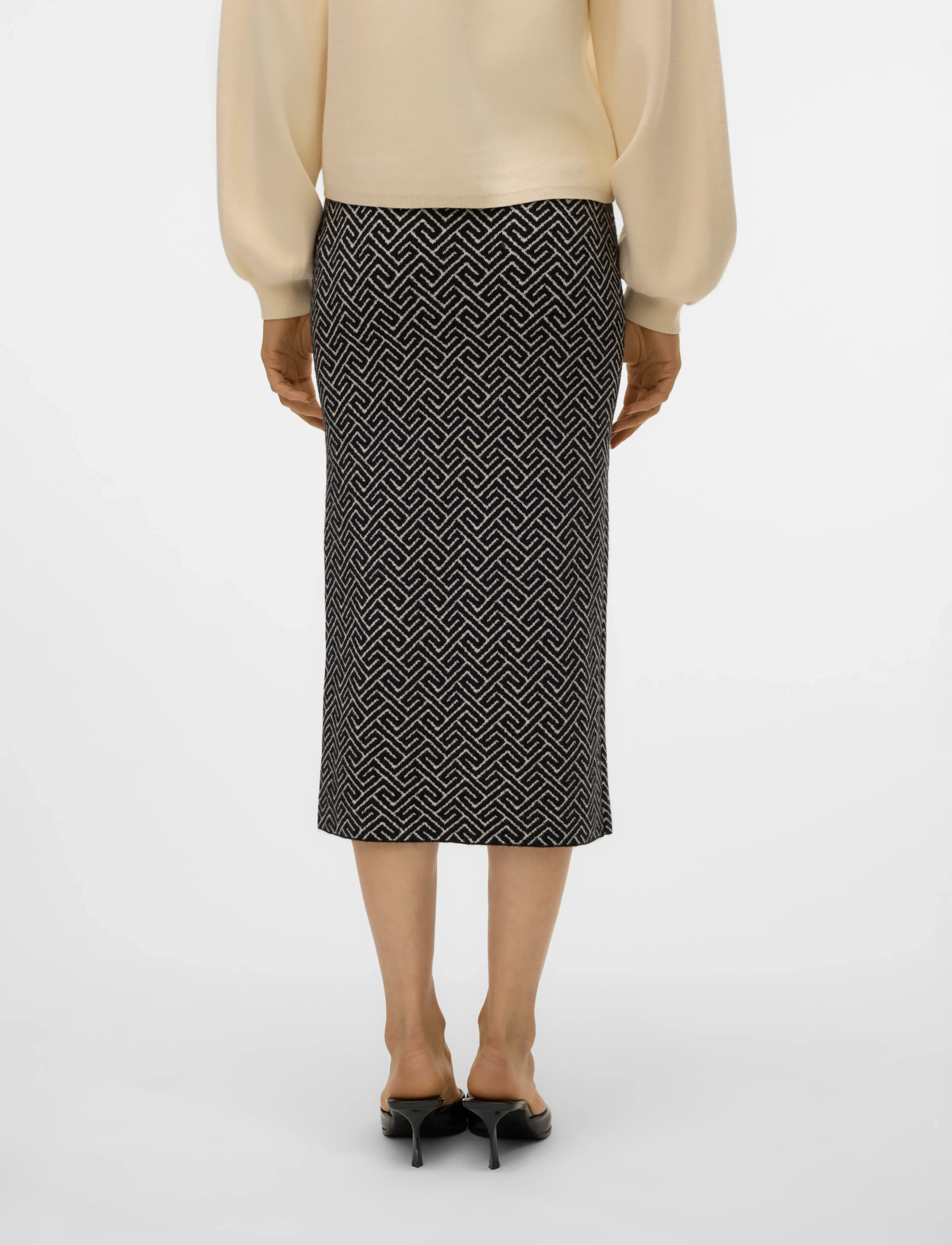 Vero Moda - VMARIA ART NW PENCIL SKIRT GA - strikkede nederdele - black - 2