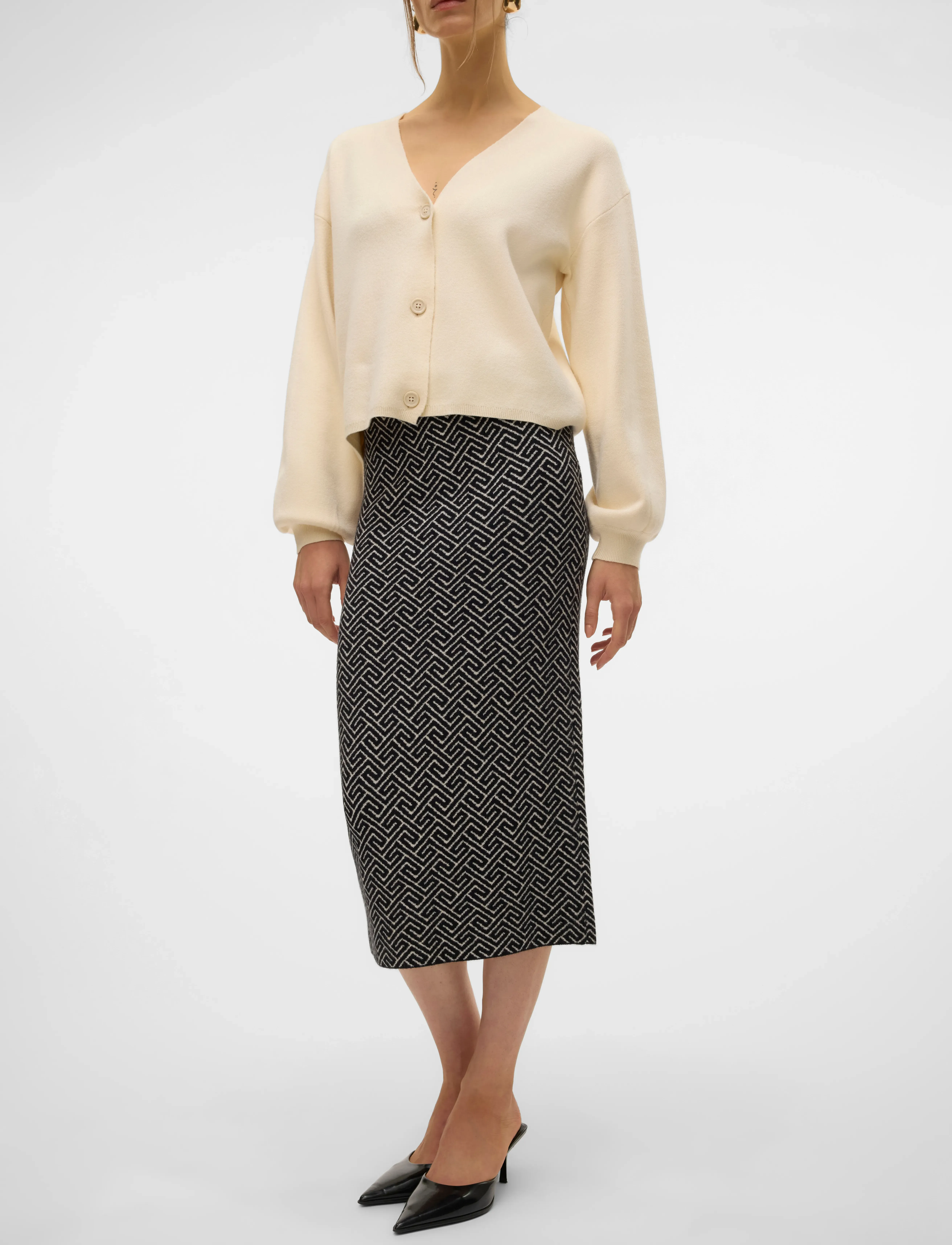 Vero Moda - VMARIA ART NW PENCIL SKIRT GA - strikkede nederdele - black - 4