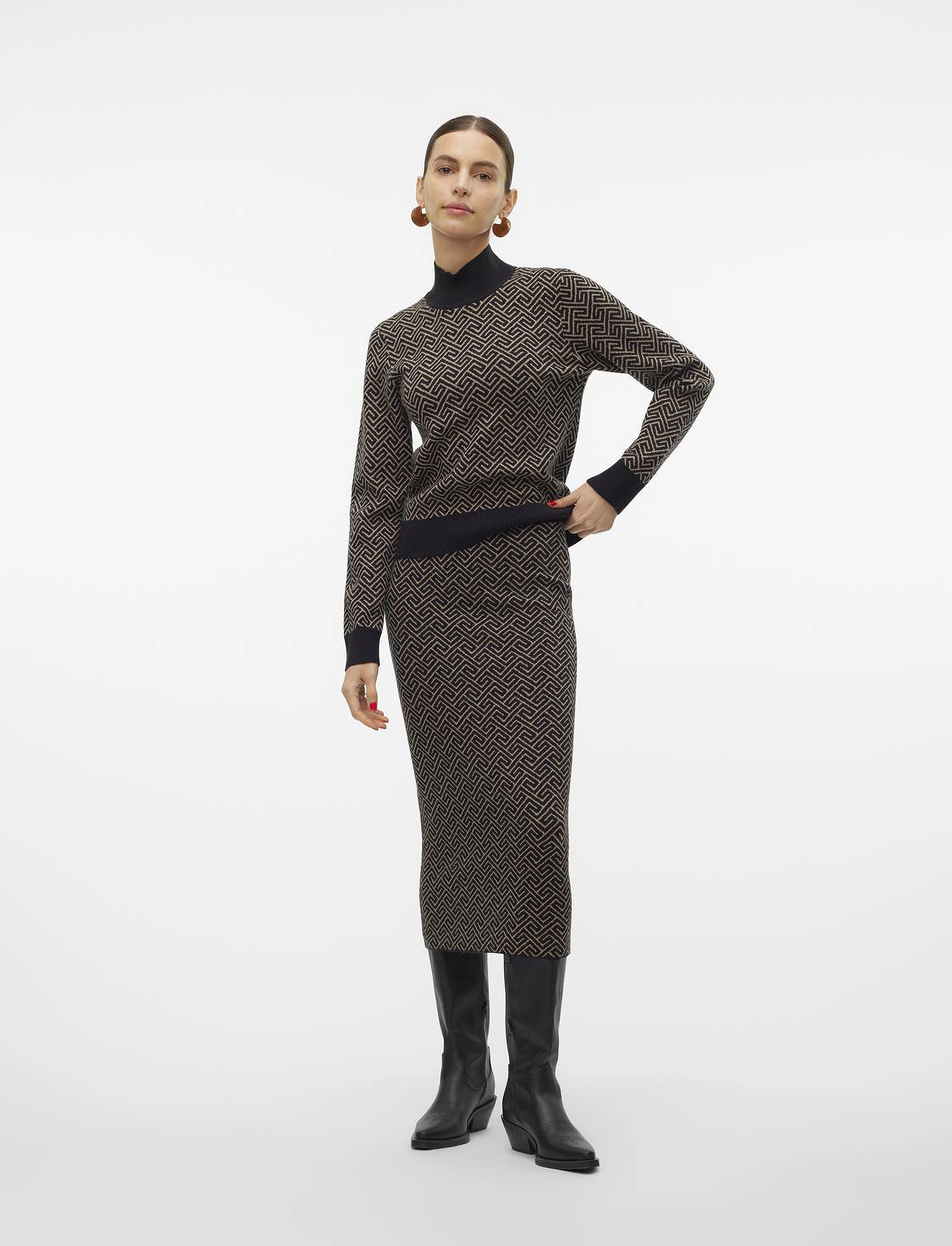 Vero Moda - VMARIA ART NW PENCIL SKIRT GA - strickröcke - black - 3