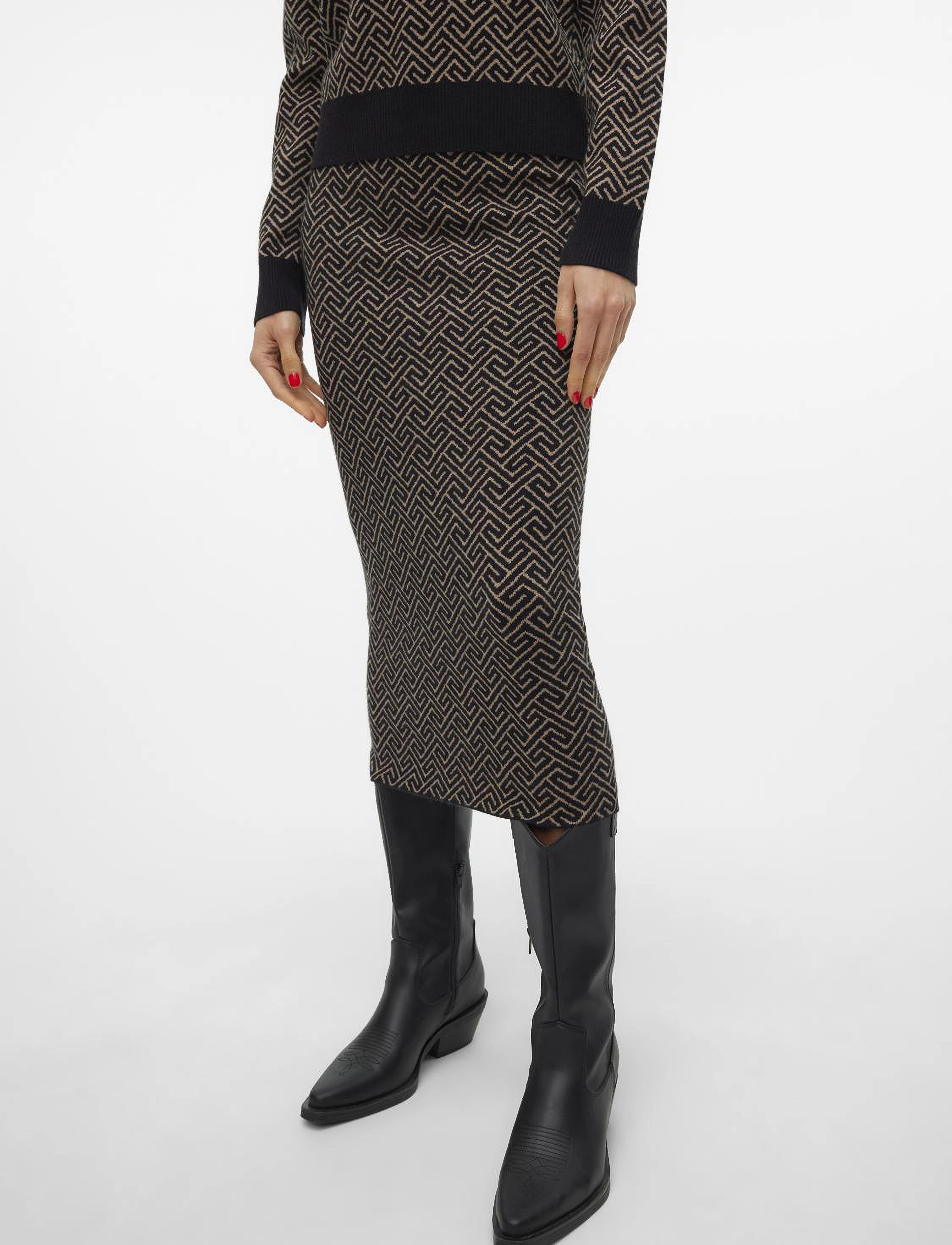 Vero Moda - VMARIA ART NW PENCIL SKIRT GA - strickröcke - black - 4