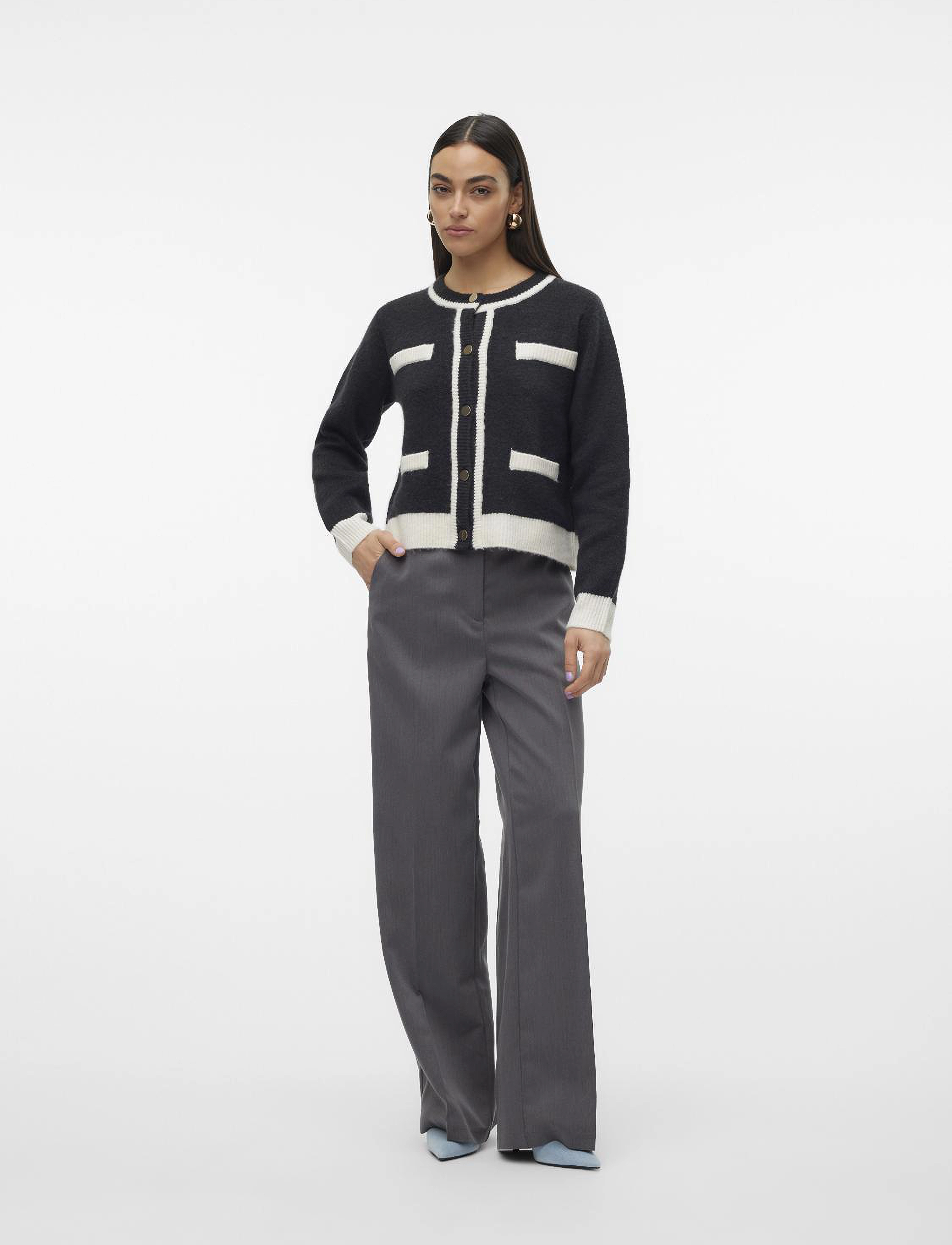 Vero Moda - VMRANIA LS O-NECK CARDIGAN GA - laveste priser - black - 3