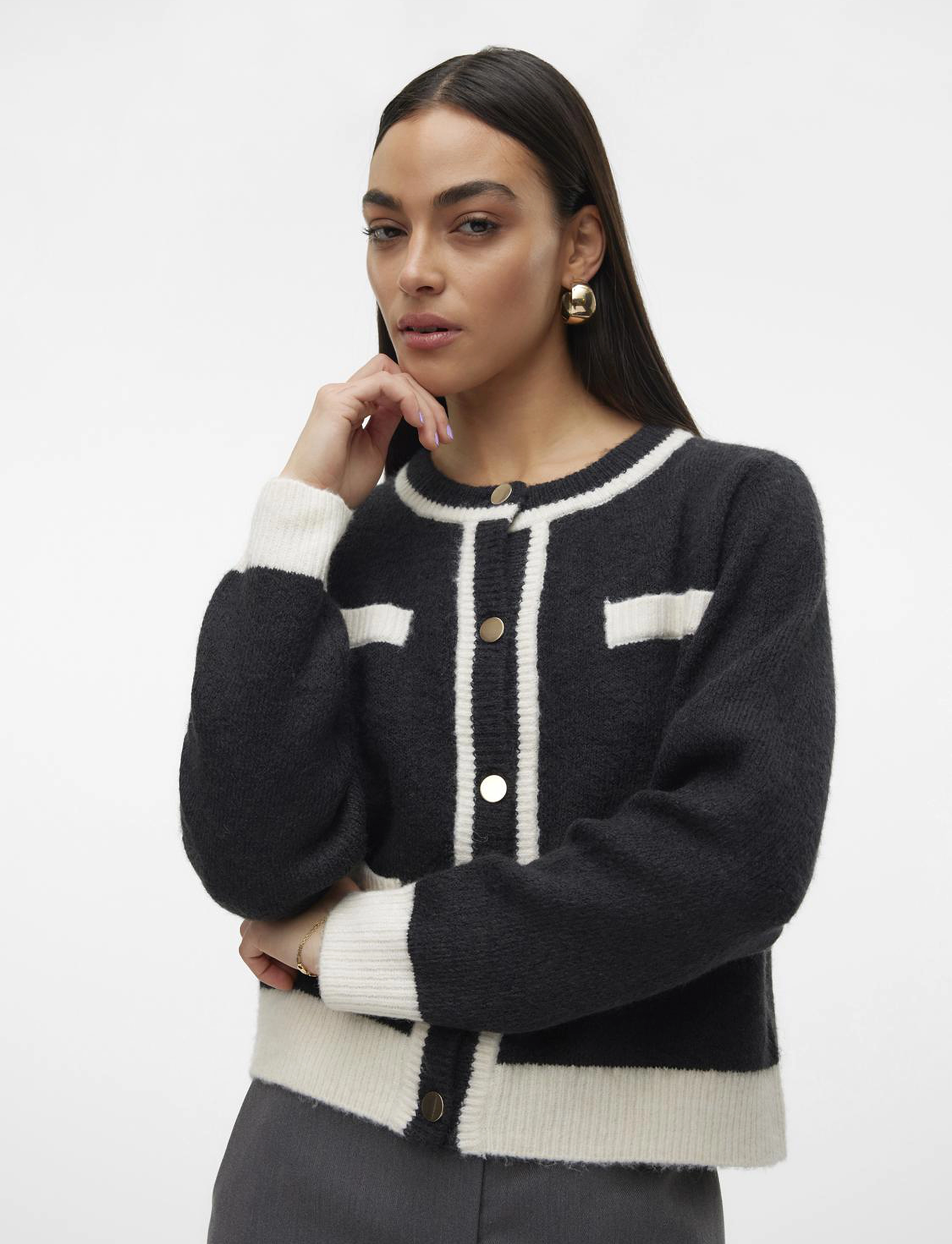 Vero Moda - VMRANIA LS O-NECK CARDIGAN GA - laveste priser - black - 5