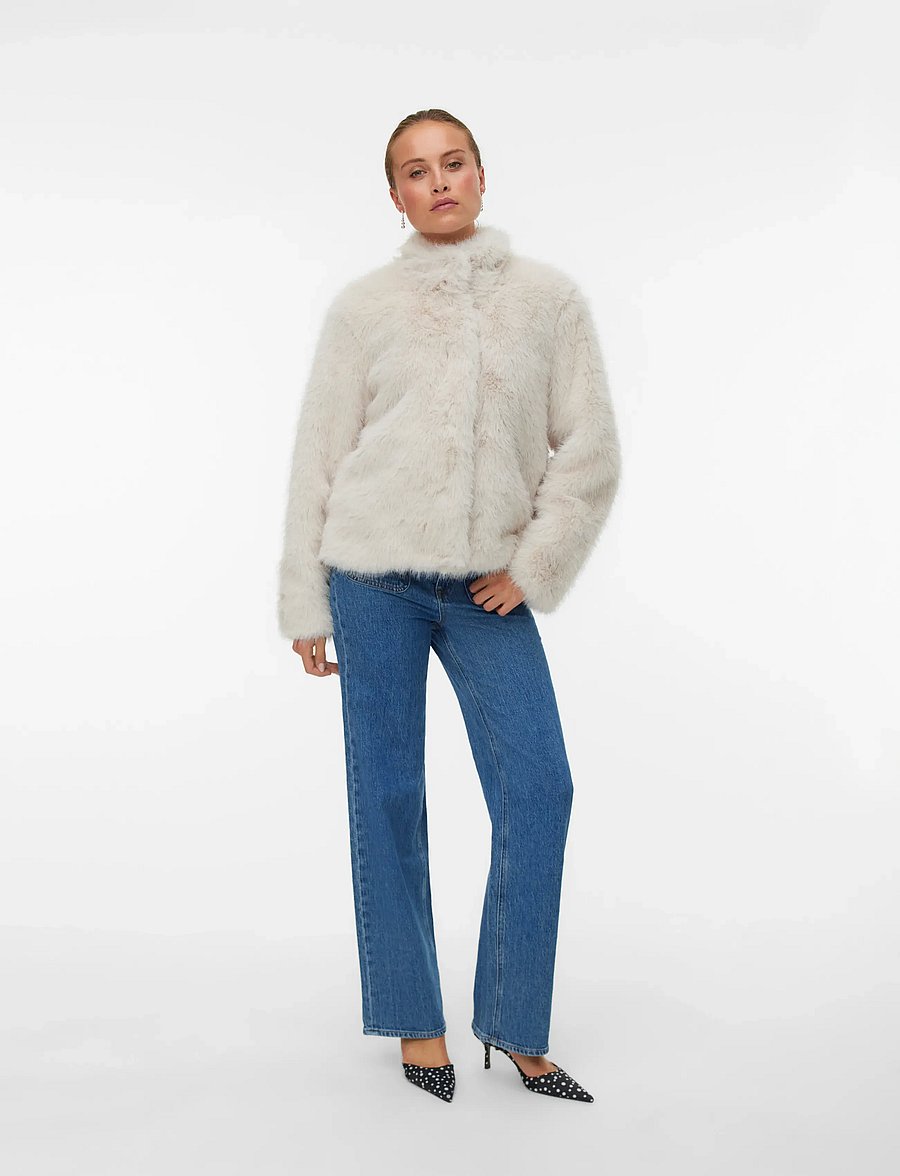 Vero Moda - VMMONROE SHORT JACKET NOOS - faux fur jakker - oatmeal - 0