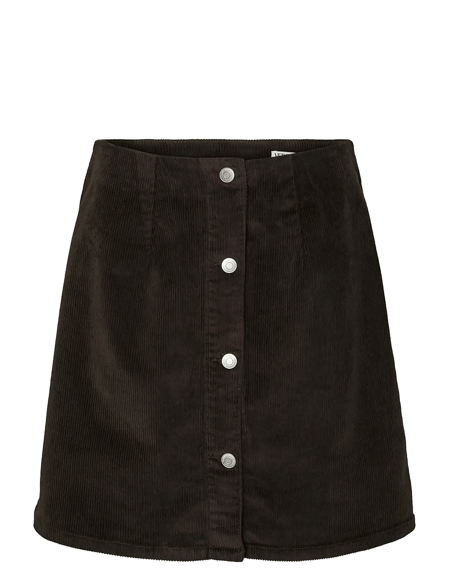 Vero Moda - VMETTA HR SHORT CORD SKATER SKIRT NOOS - korte nederdele - chocolate torte - 1