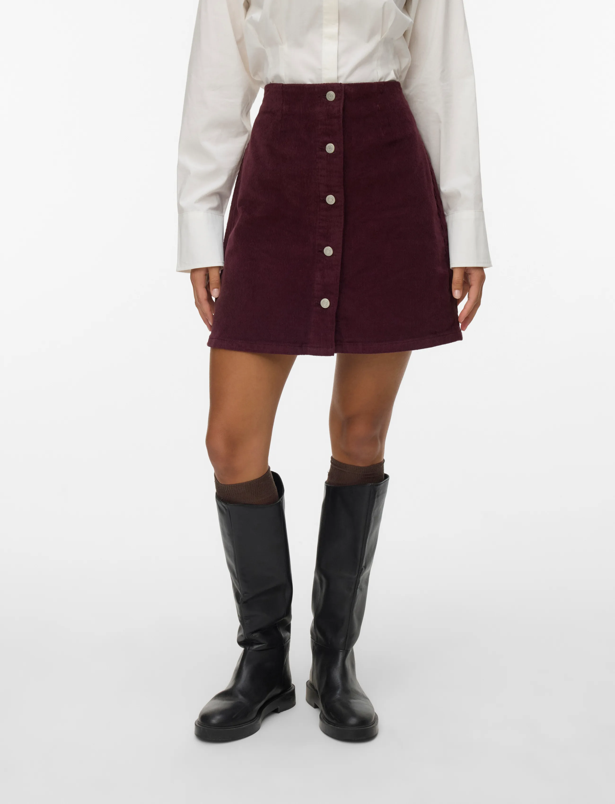 Vero Moda - VMETTA HR SHORT CORD SKATER SKIRT NOOS - kurze röcke - winetasting - 3