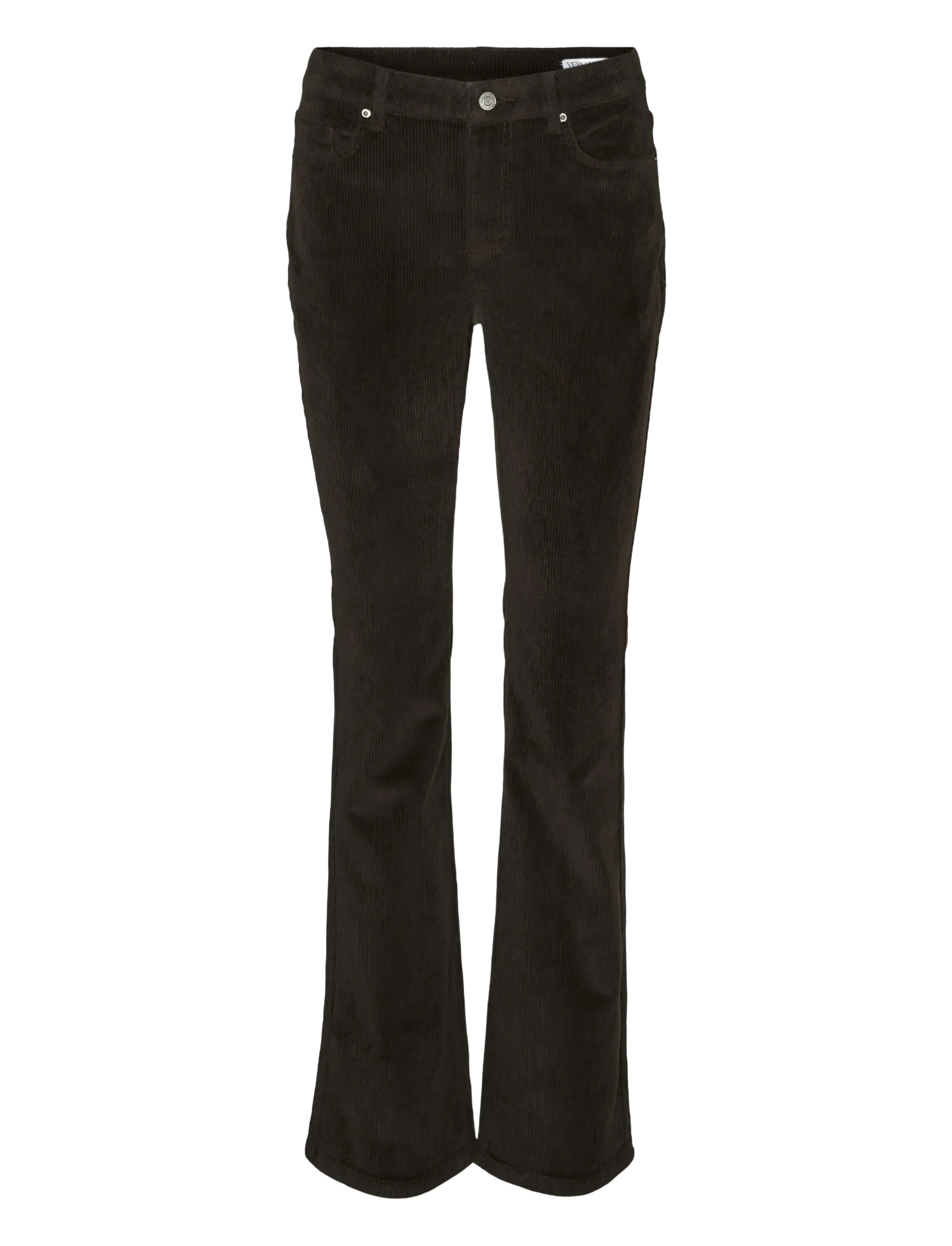 Vero Moda VMFLASH MR FLARED CORDUROY PANTS NOOS - Flared jeans - CHOCOLATE TORTE / black