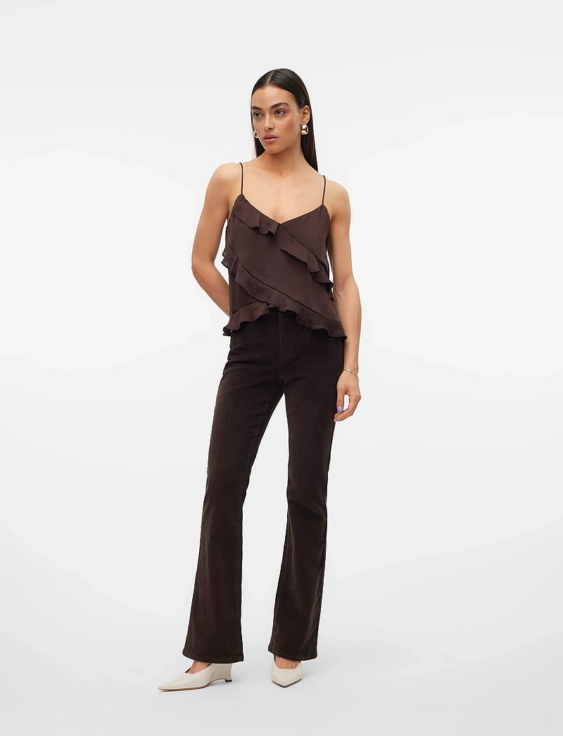 Vero Moda - VMFLASH MR FLARED CORDUROY PANTS NOOS - flared jeans - chocolate torte - 4